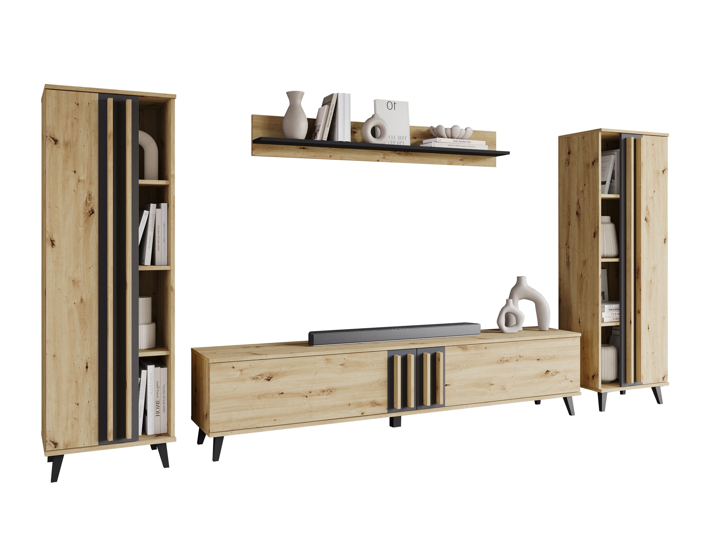 Set de living Facetor (Stejar artizan + Grafit)