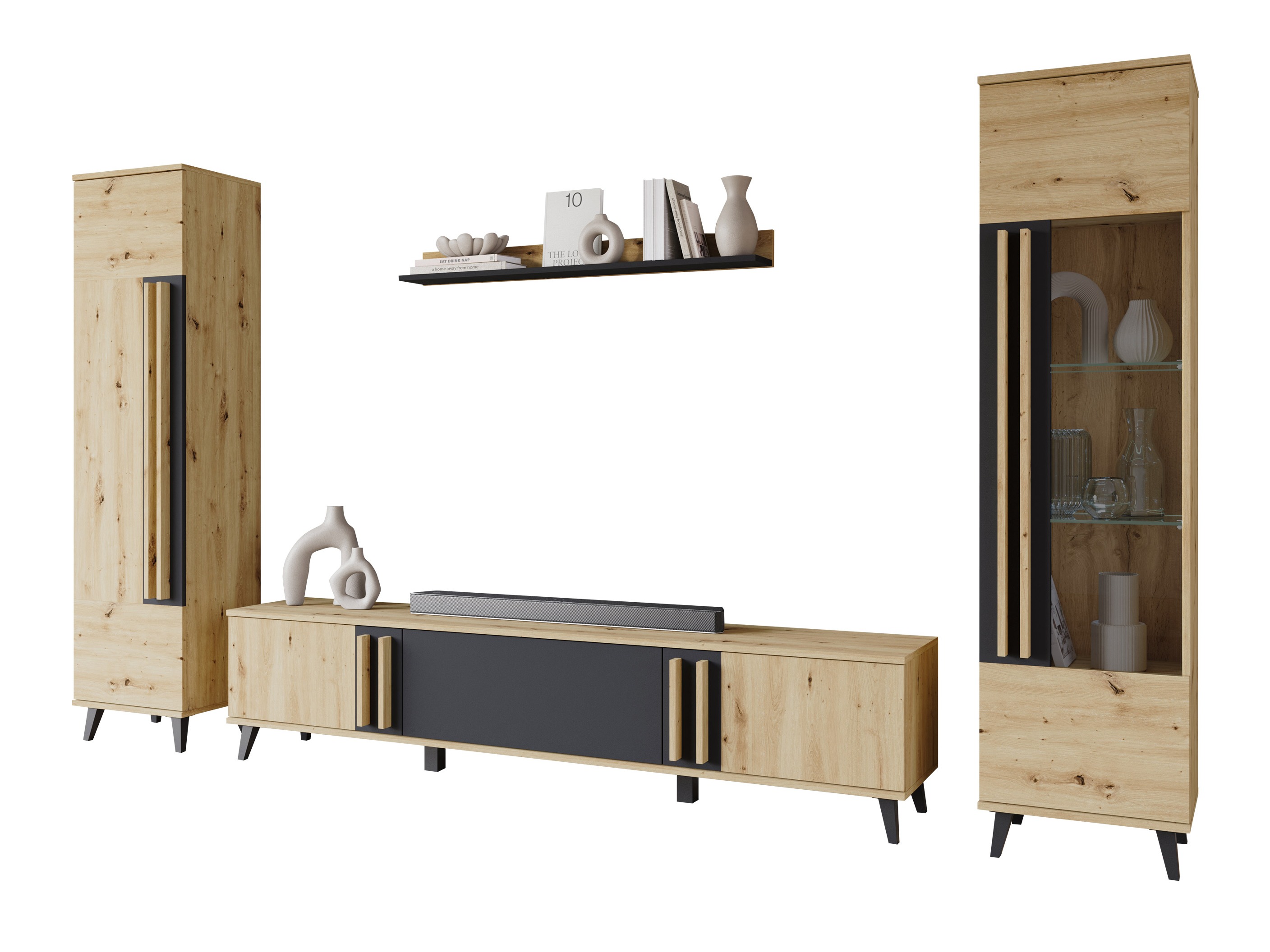 Set de living Facetor II (Stejar artizan + Grafit)