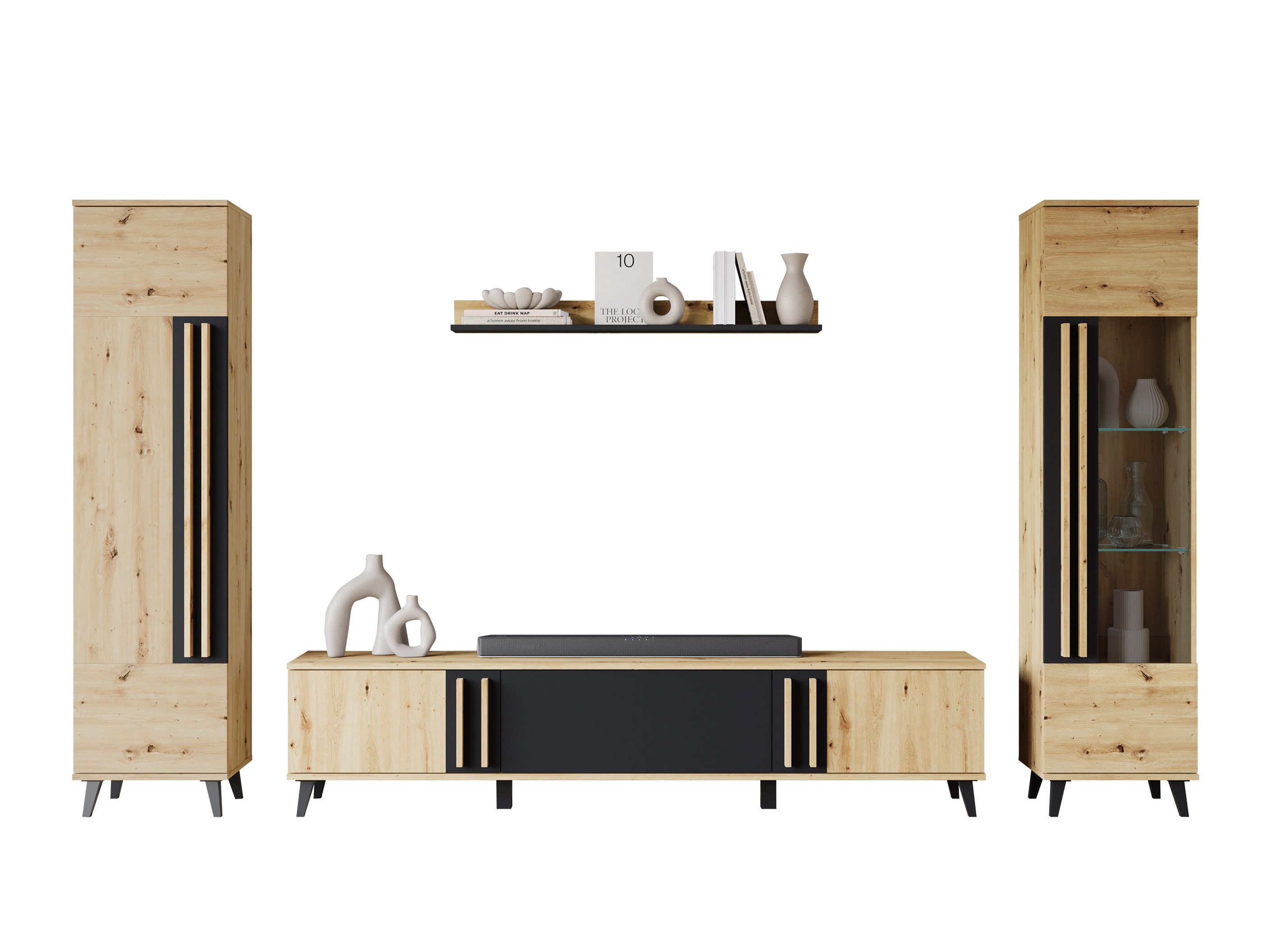 Set de living Facetor II (Stejar artizan + Grafit)