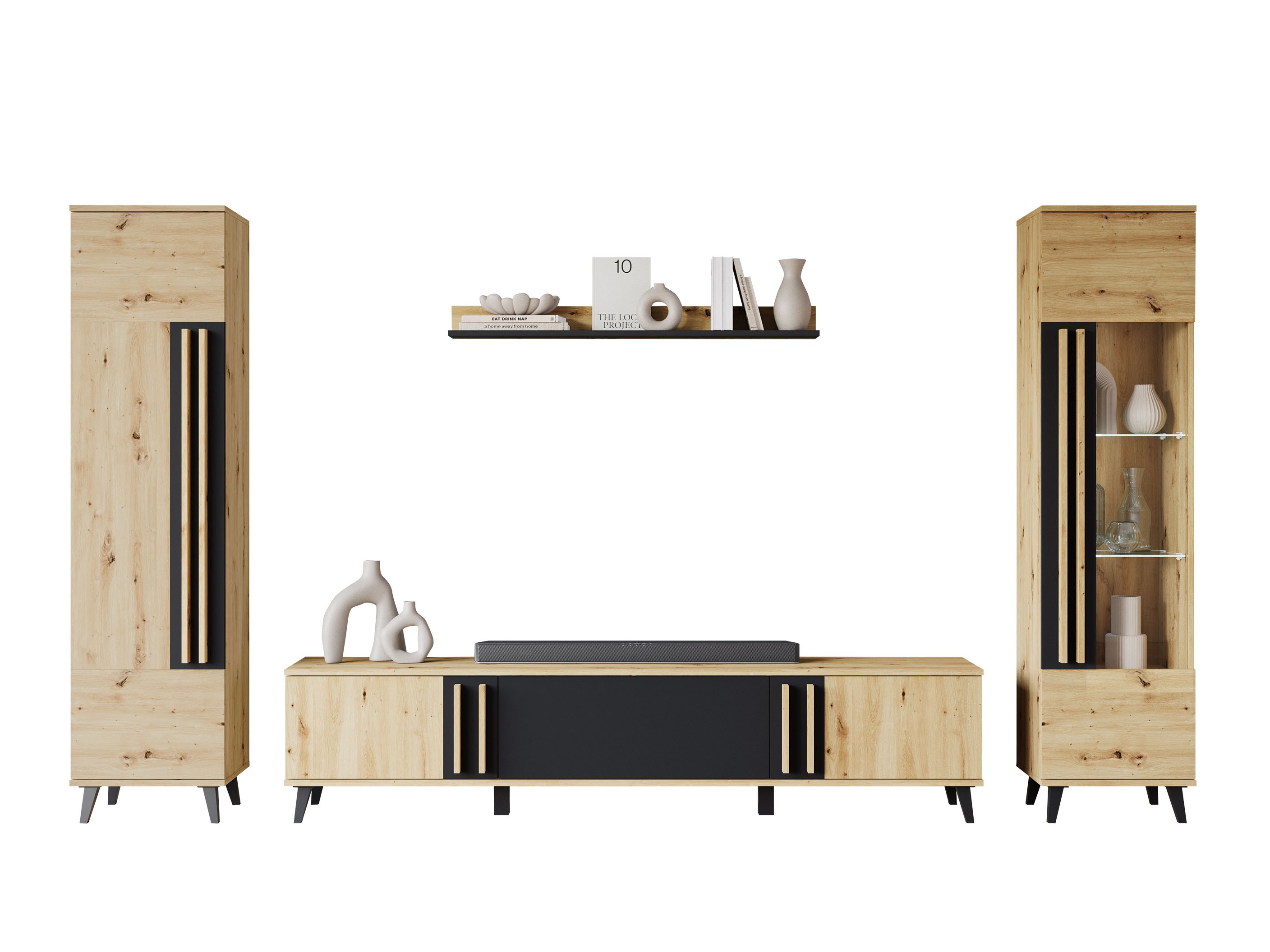 Set de living Facetor II (Stejar artizan + Grafit)
