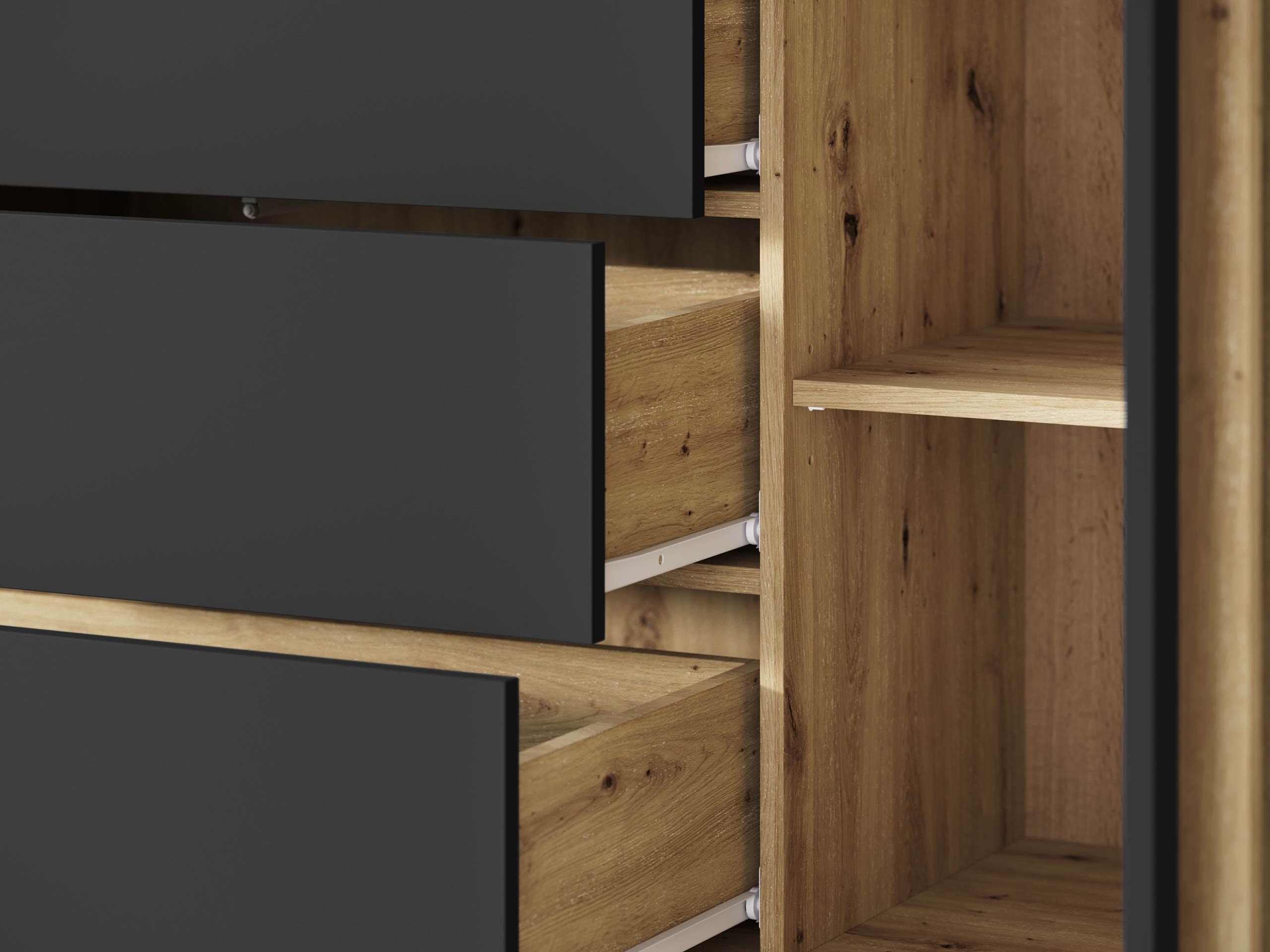 Set de living Facetor IV (Stejar artizan + Grafit)