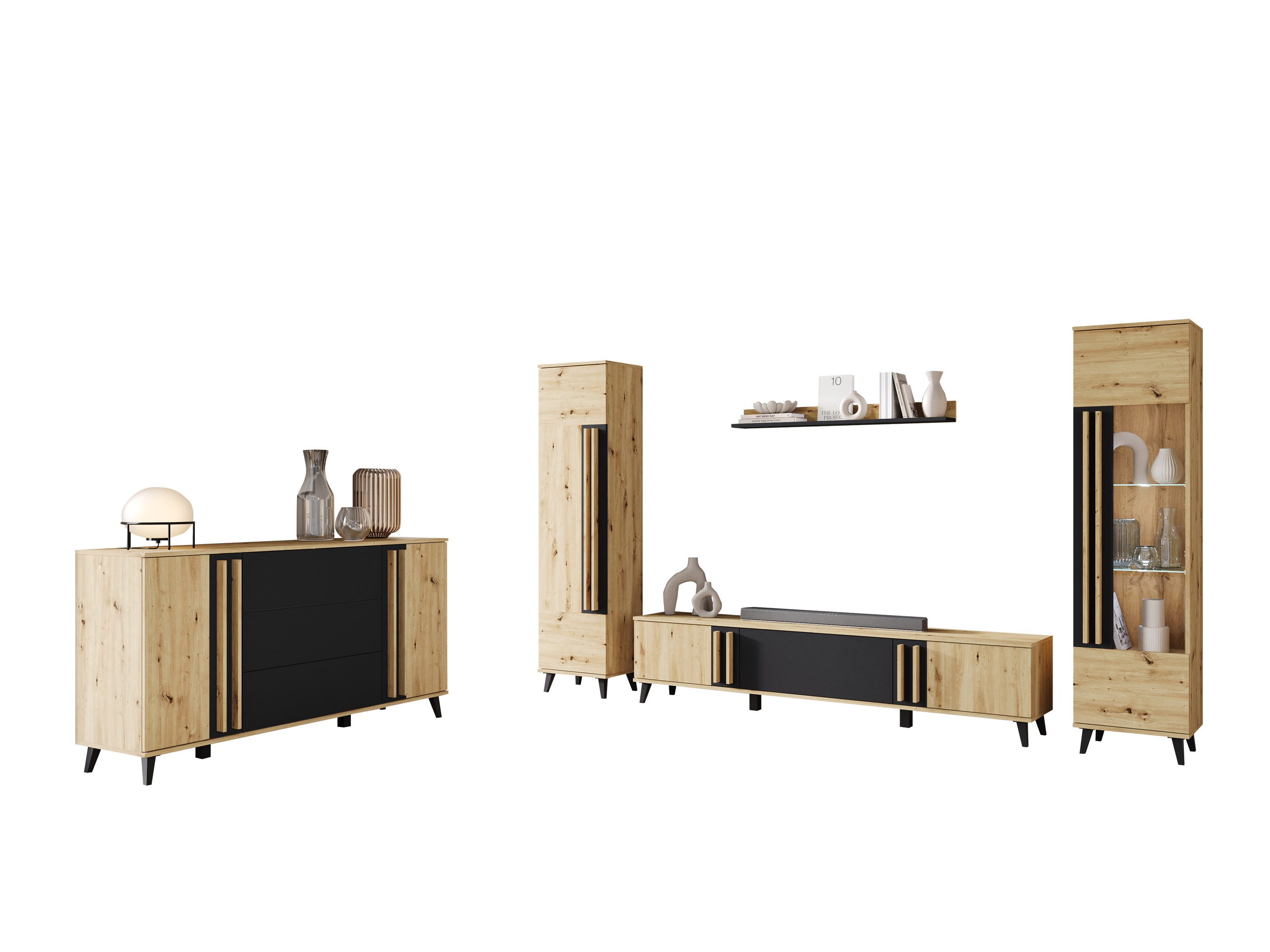 Set de living Facetor IV (Stejar artizan + Grafit)