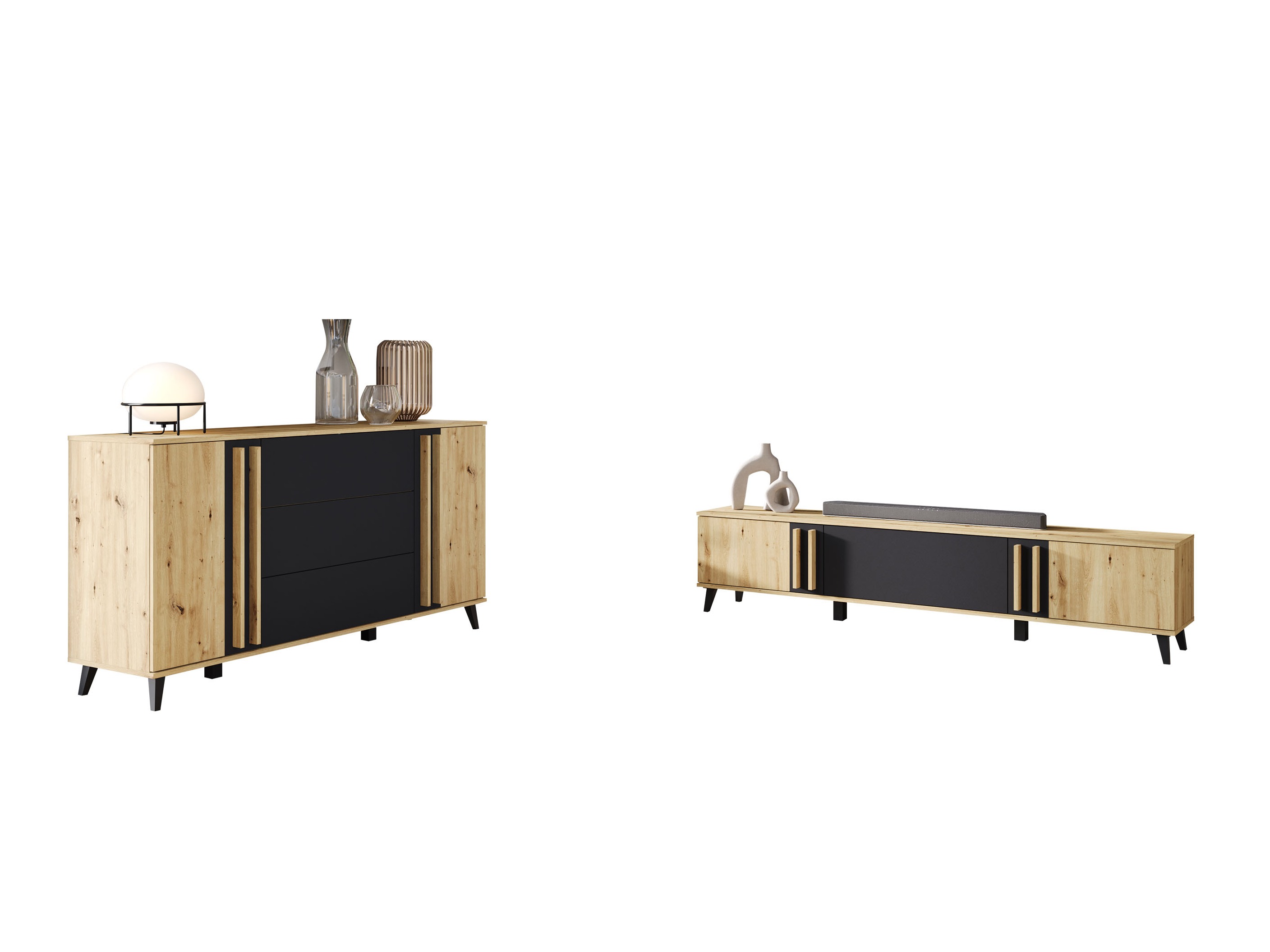 Set de living Temora 104 (Stejar artizan + Grafit)