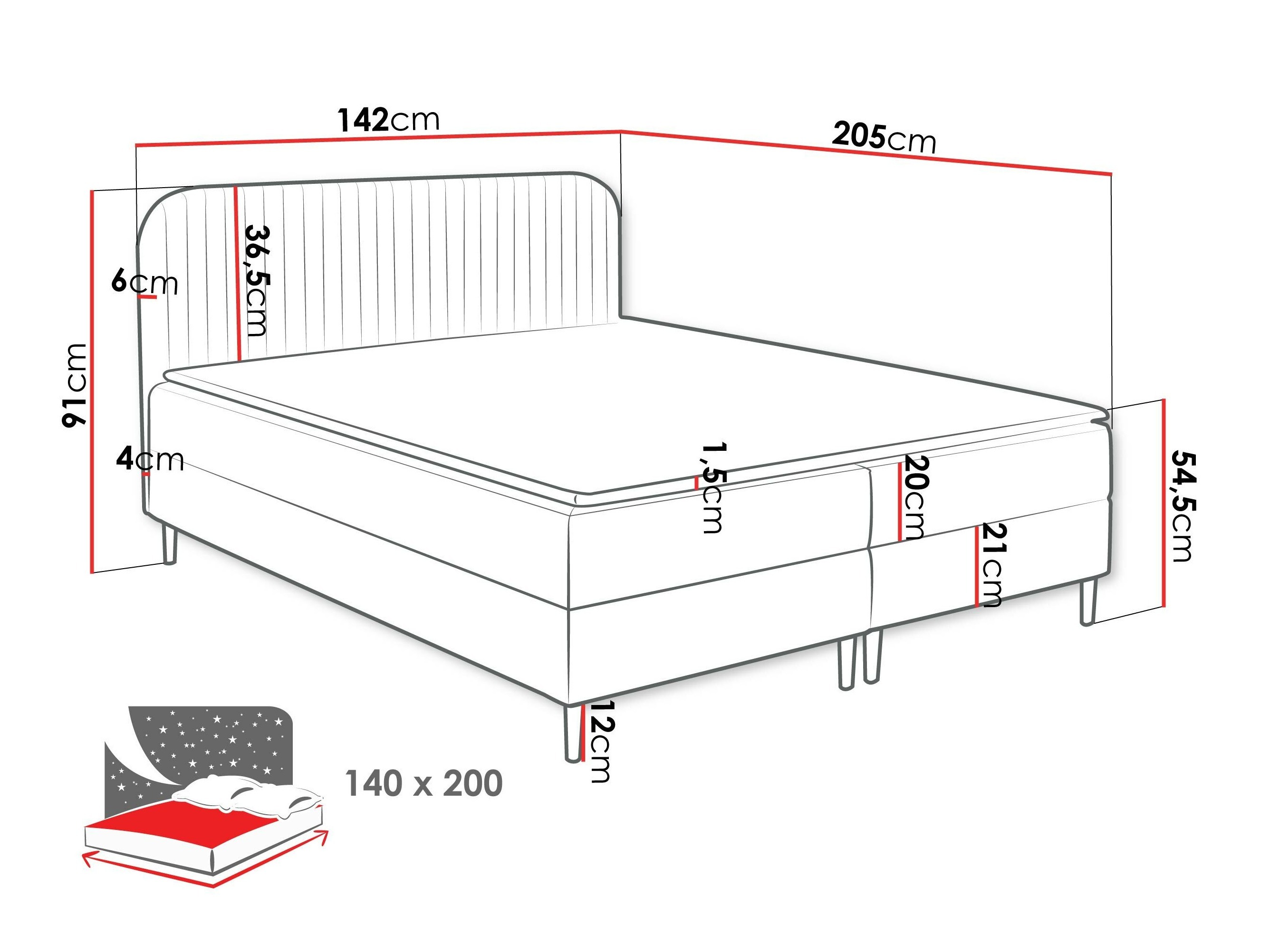 Pat boxspring Rivus (Coral 35)