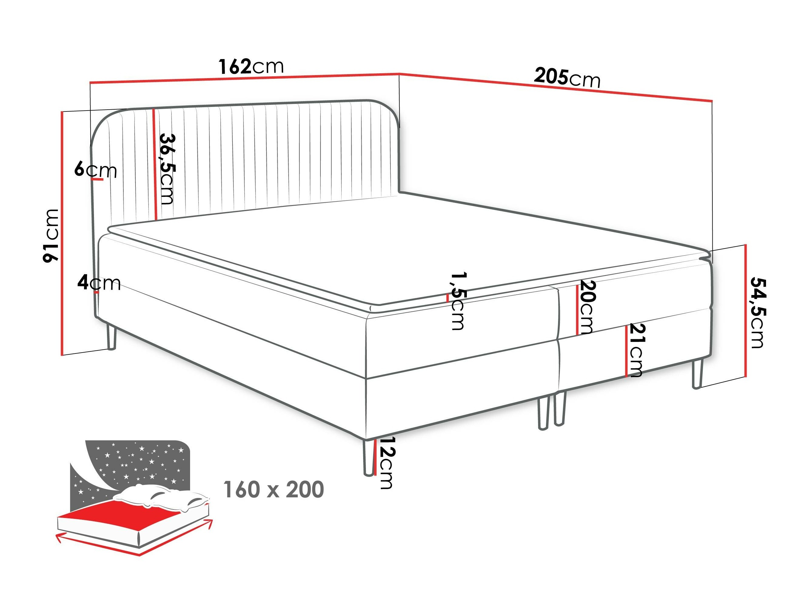 Pat boxspring Rivus (Coral 60)