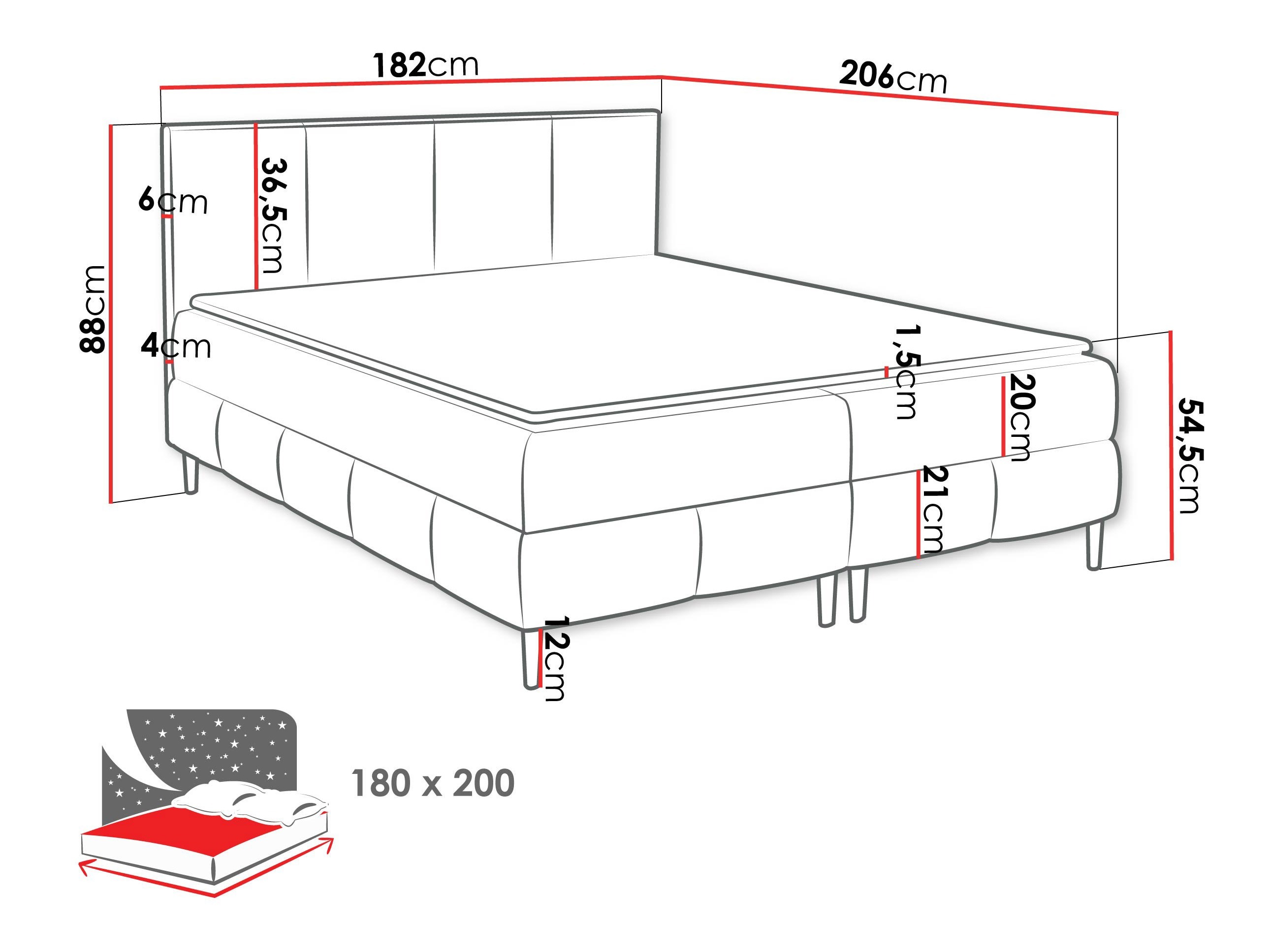 Pat boxspring Rivus I (Coral 15)