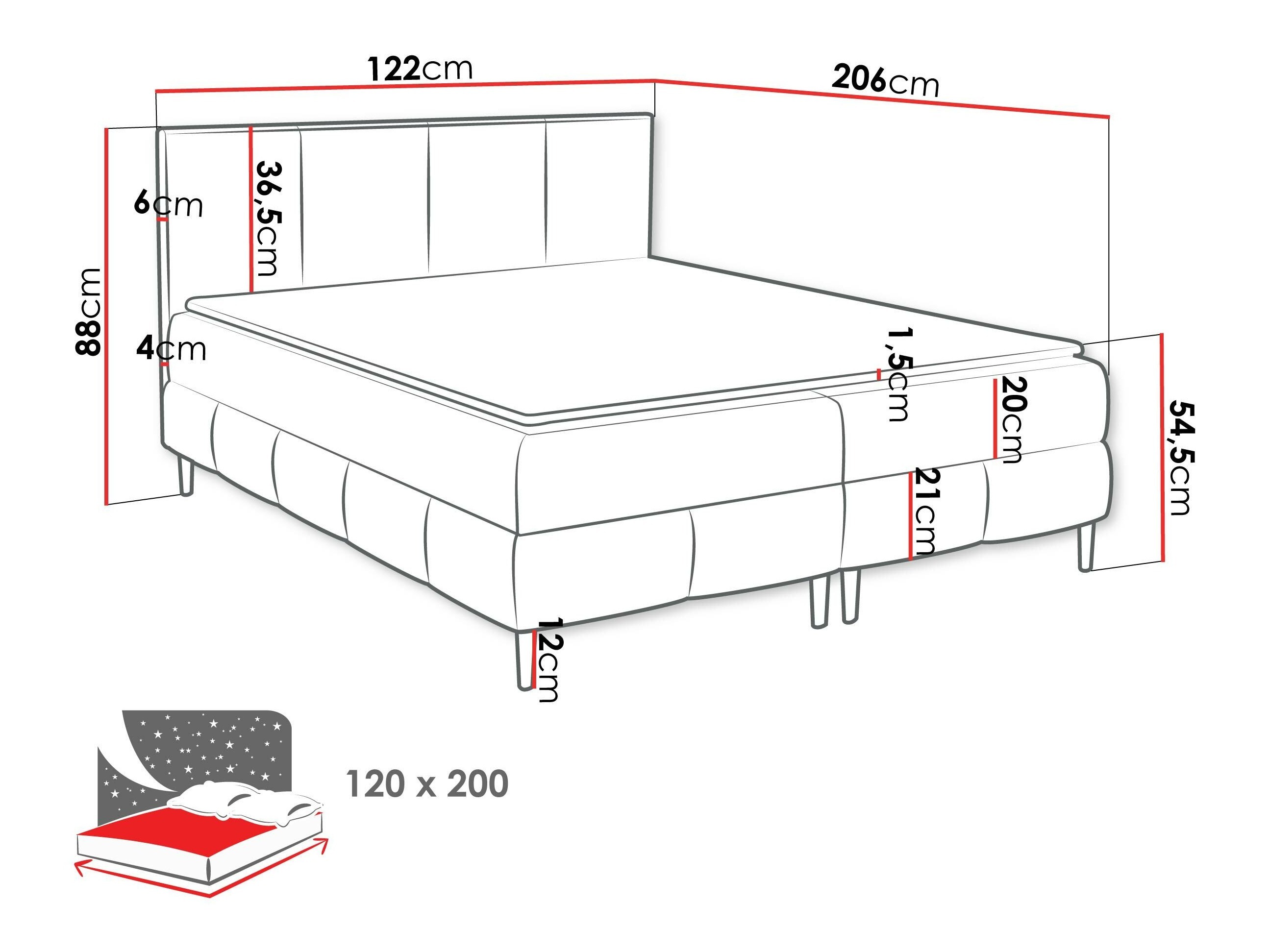Pat boxspring Rivus I (Coral 75)