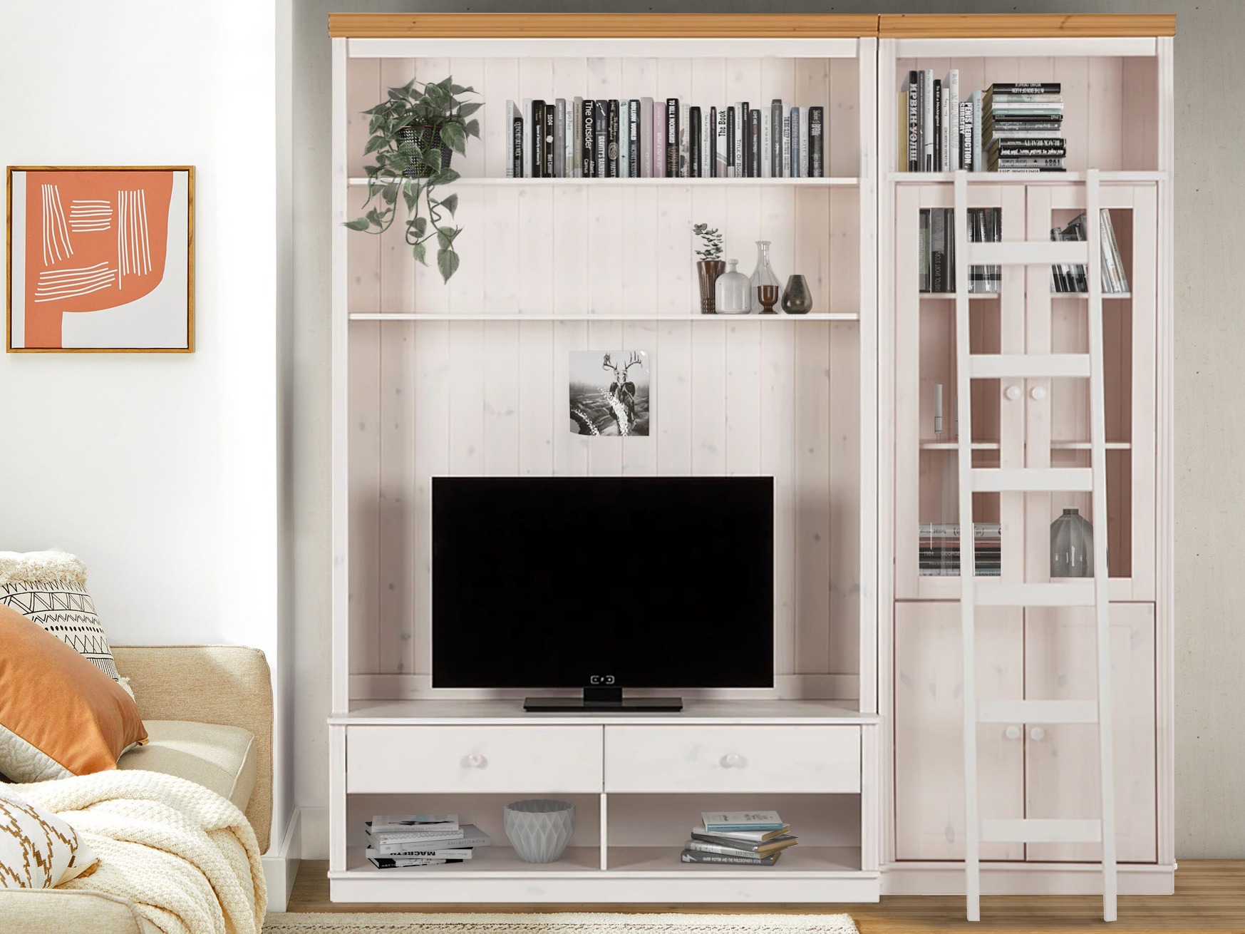 Set de living Saltoro 125 (Alb + Stejar Honey)