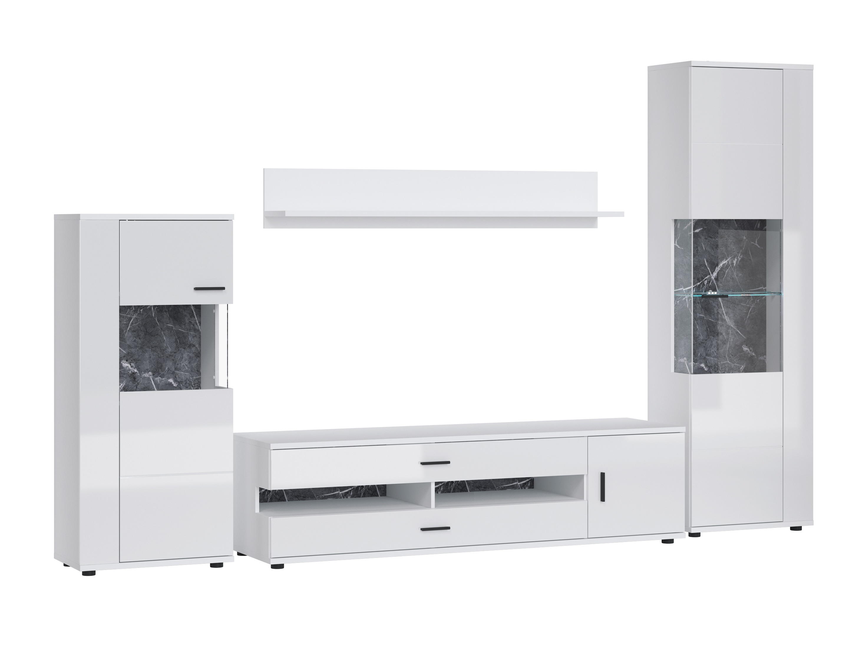 Set de living Ontario 161 (Alb lucios + Alb)