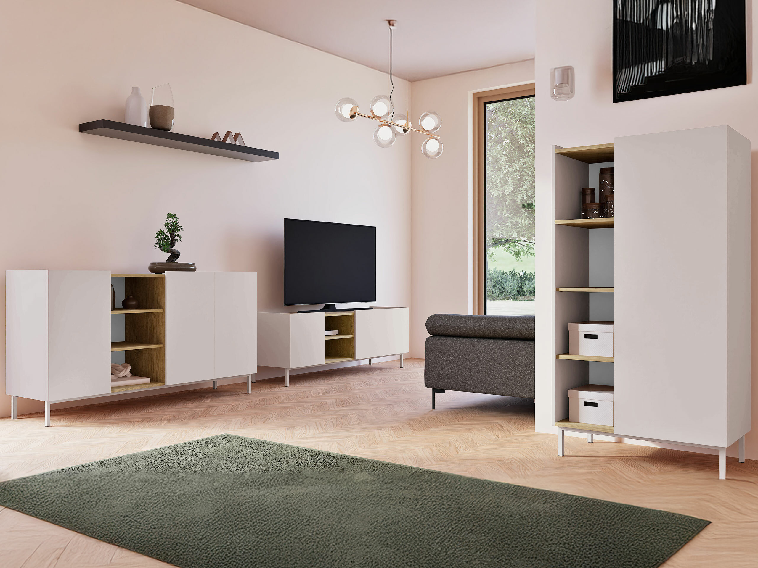 Set de living Veldome 103 (Cașmir + Stejar)