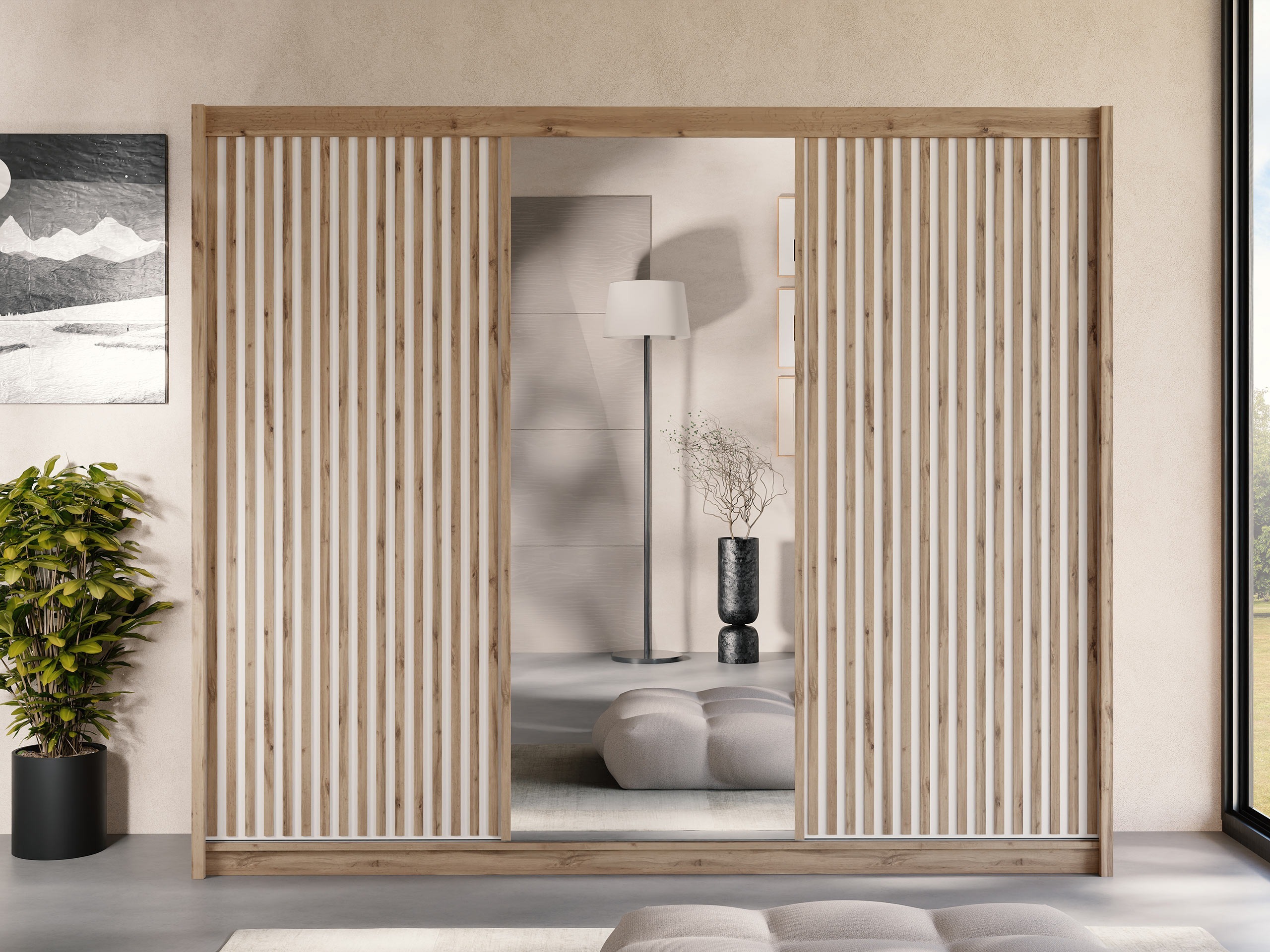 Dulap Honolulu 275 (Stejar Wotan + Alb)