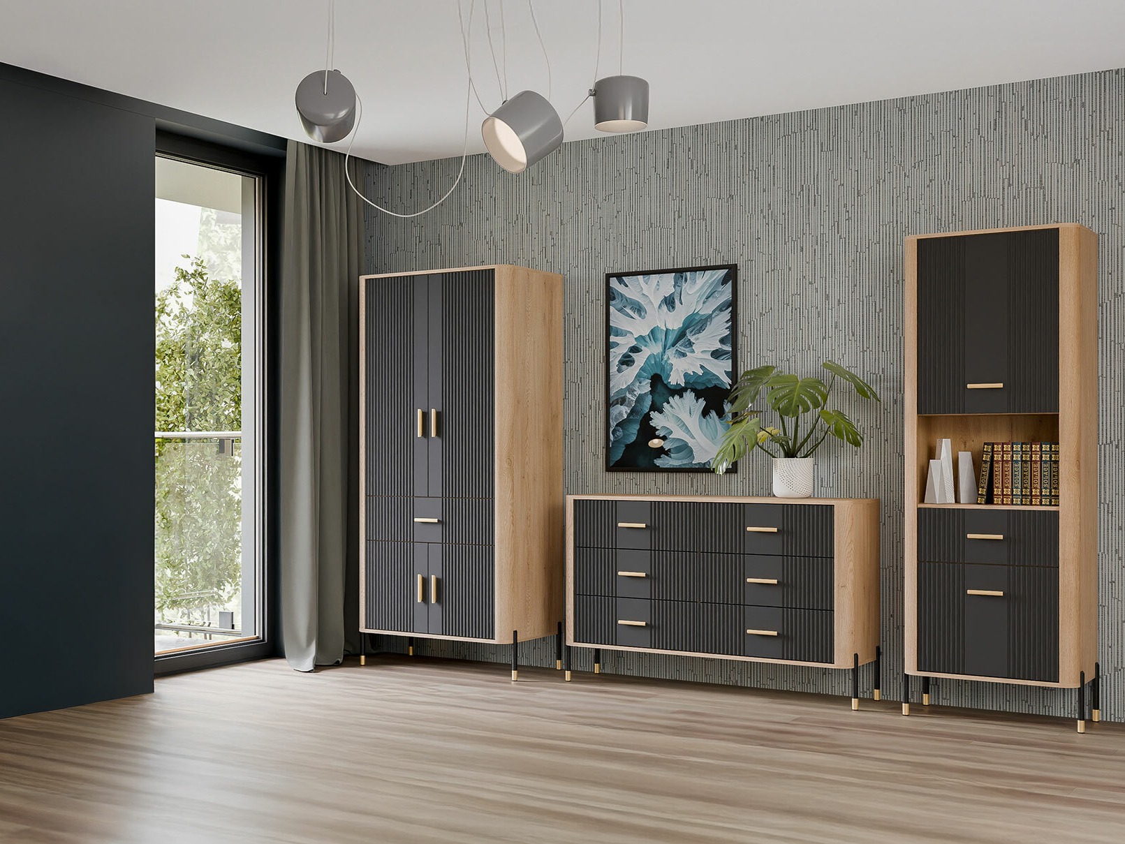 Set de living Flosora 149 (Antracit)