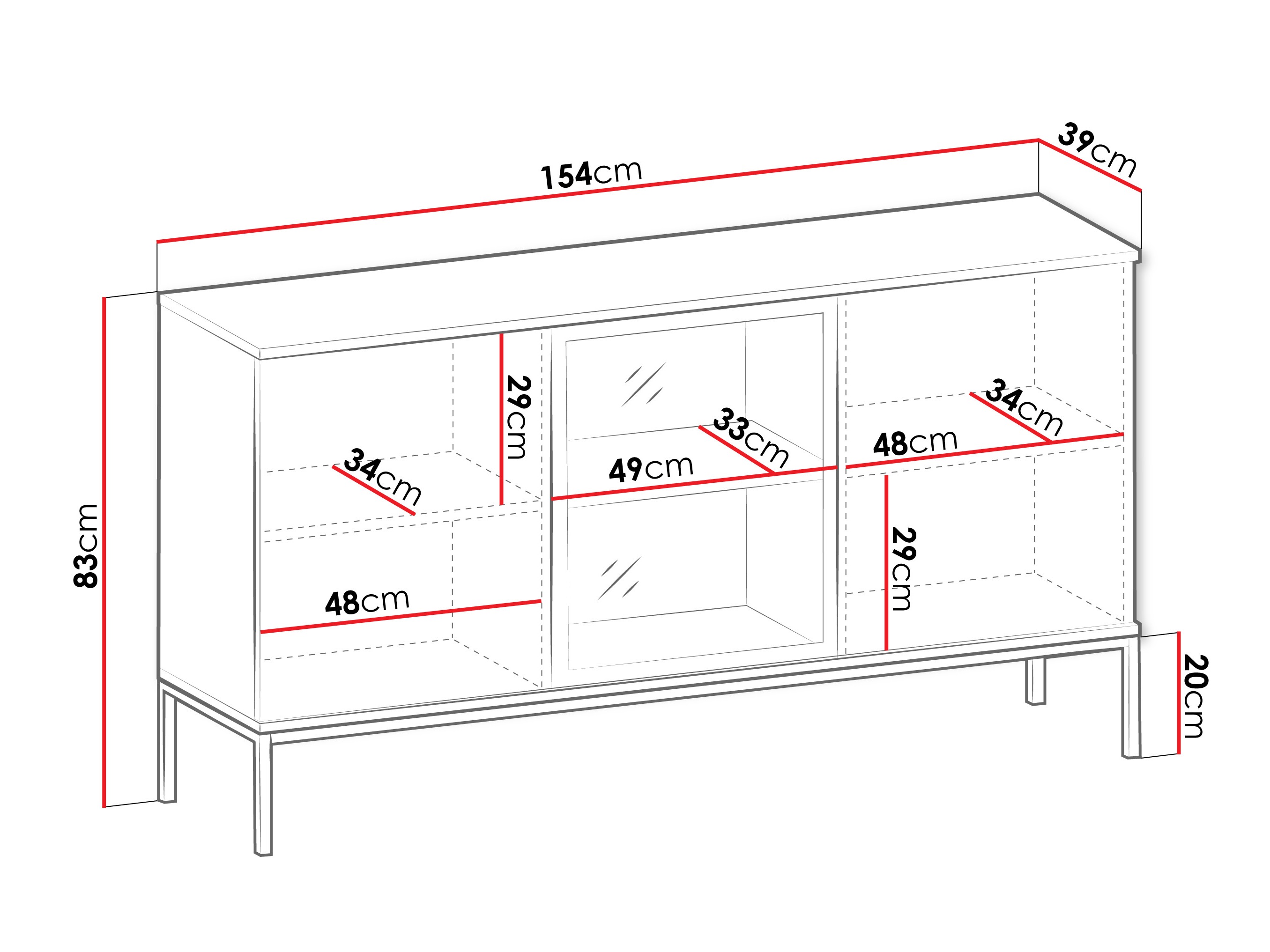 Bufet Manal I (Negru + Stejar Wotan)