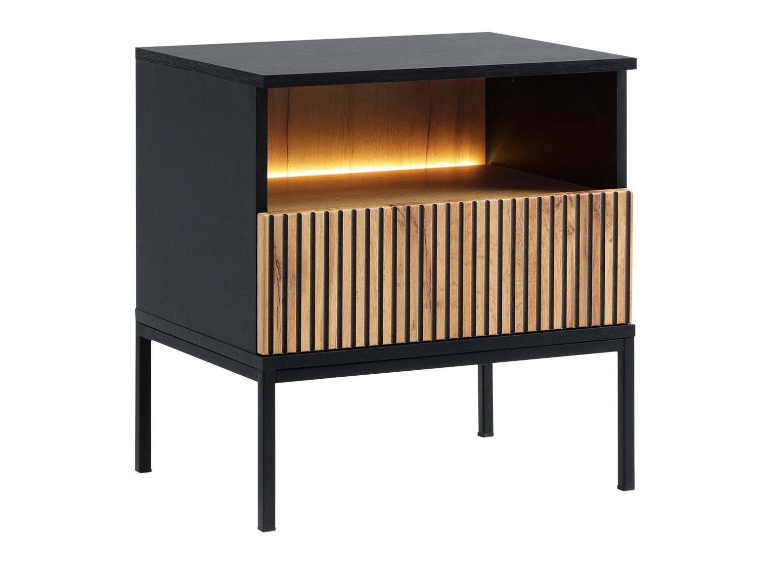 Noptieră Manal (Negru + Stejar Wotan)