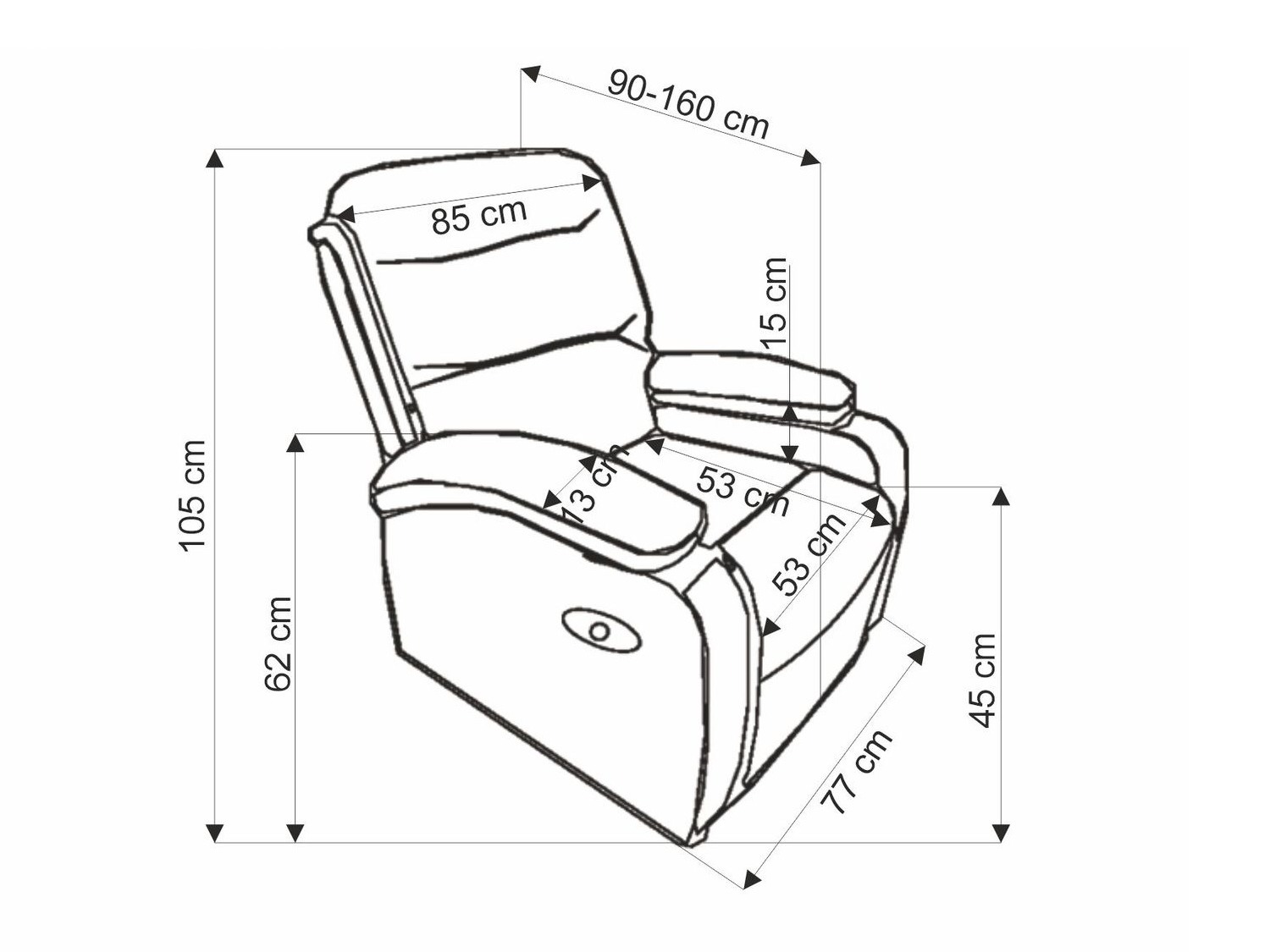 Fotoliu recliner Houston Terra (Negru)