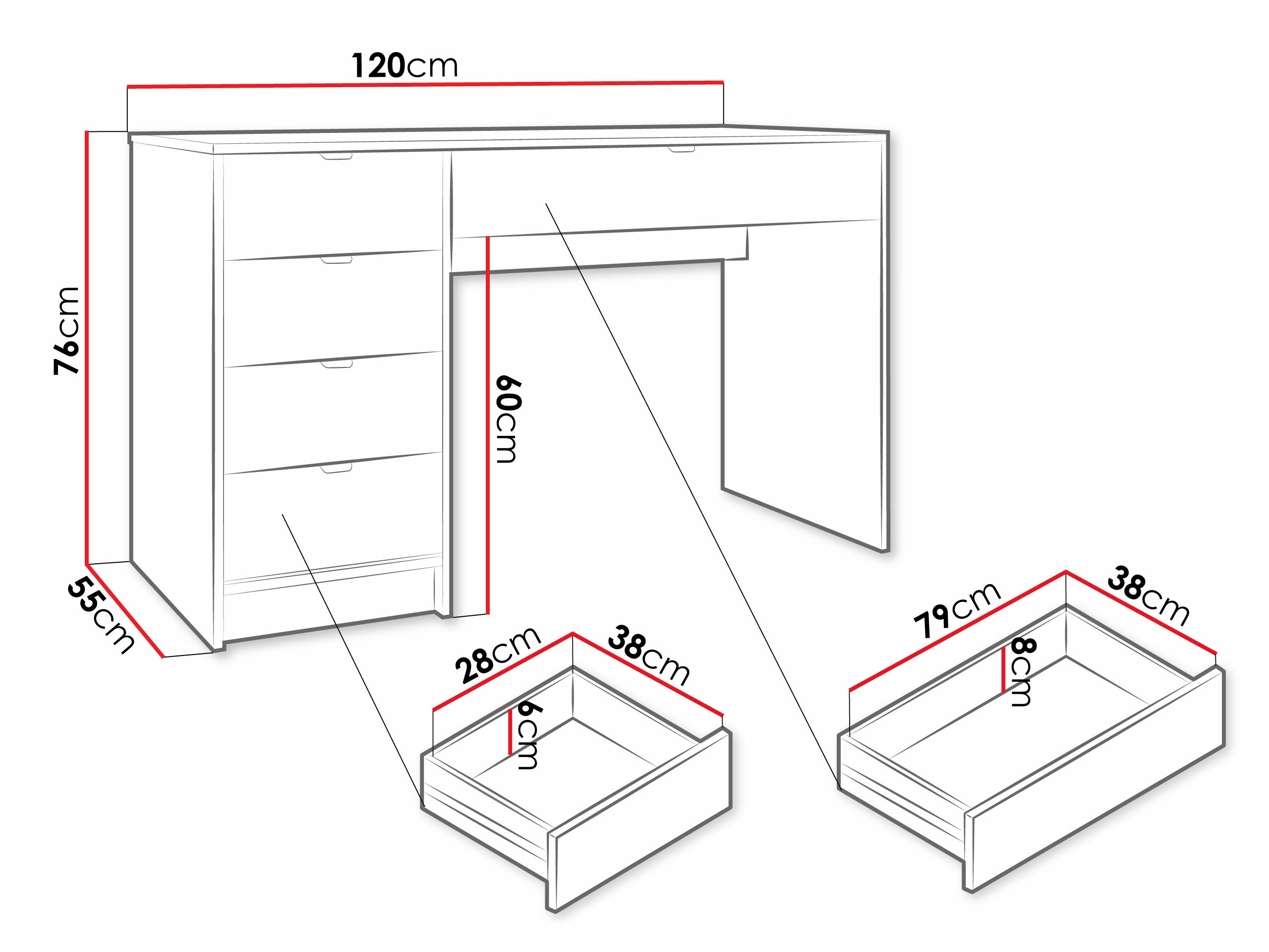 Birou Comfivo Papilio (Alb)