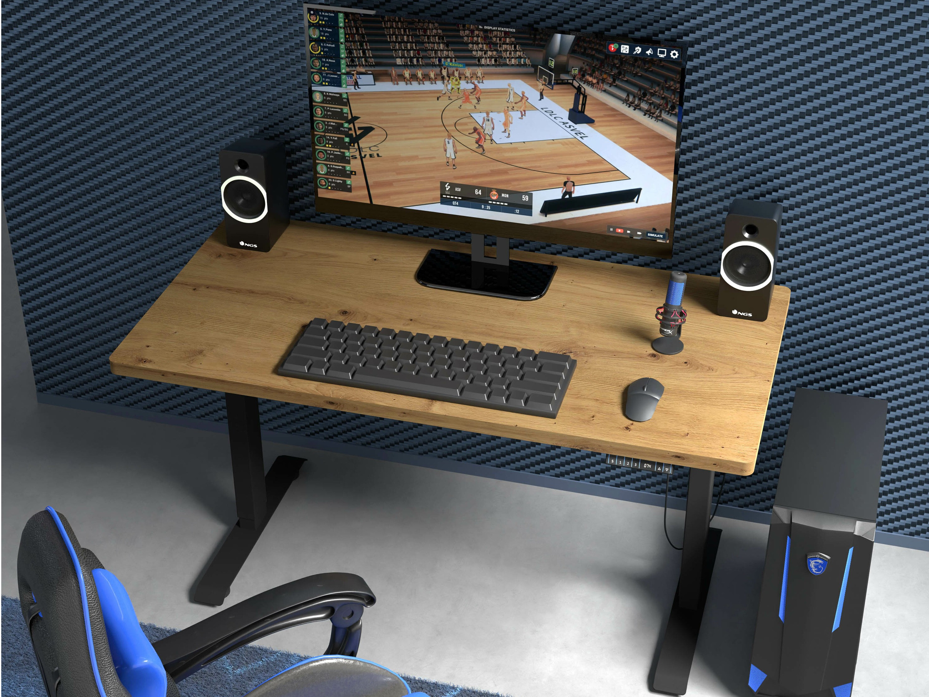 Birou cu înălțime reglabilă Buffalo 184 (Negru)