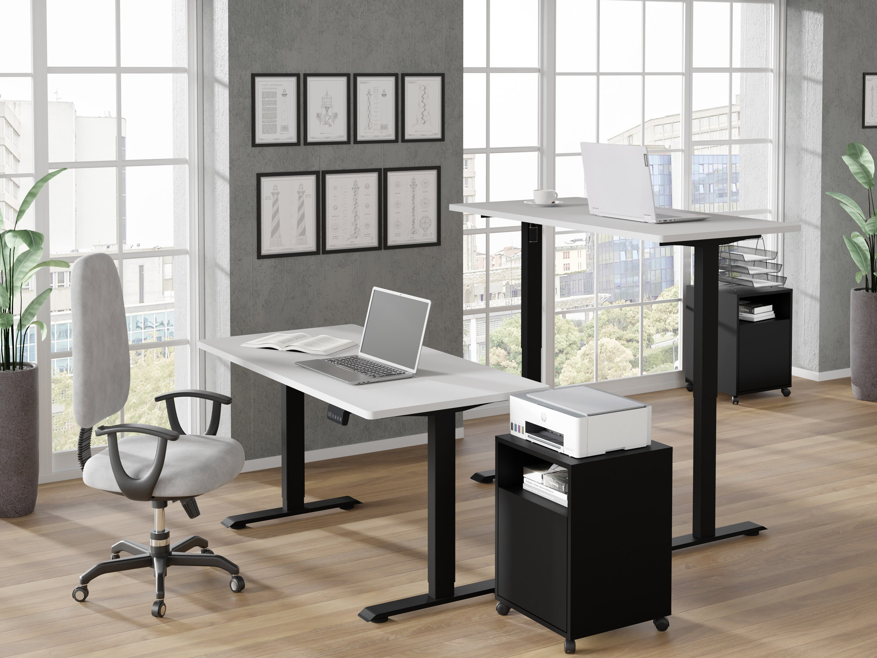 Birou cu înălțime reglabilă Buffalo 184 (Negru)