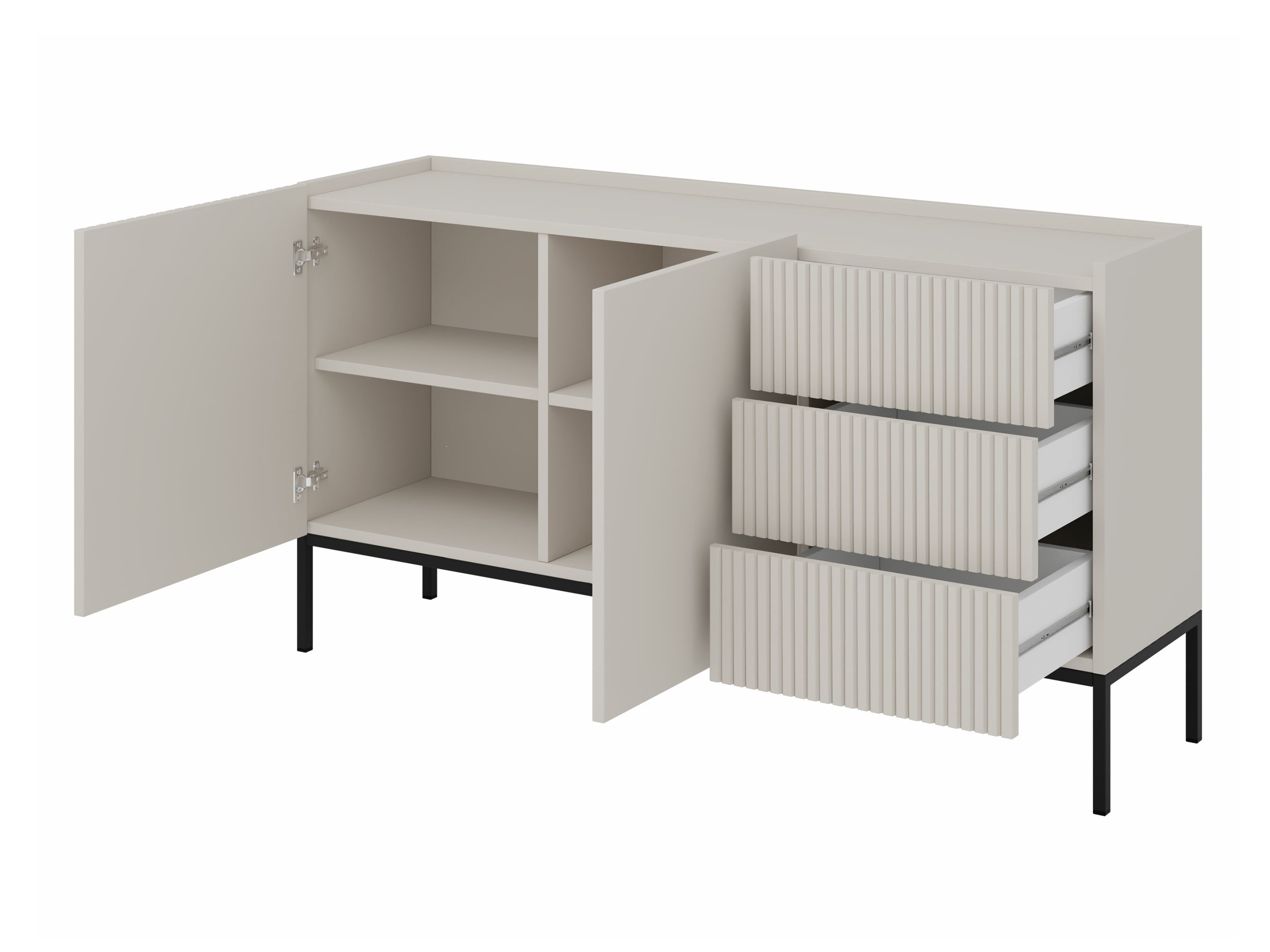 Comodă Lunole 114 (Stejar artizan + Negru)