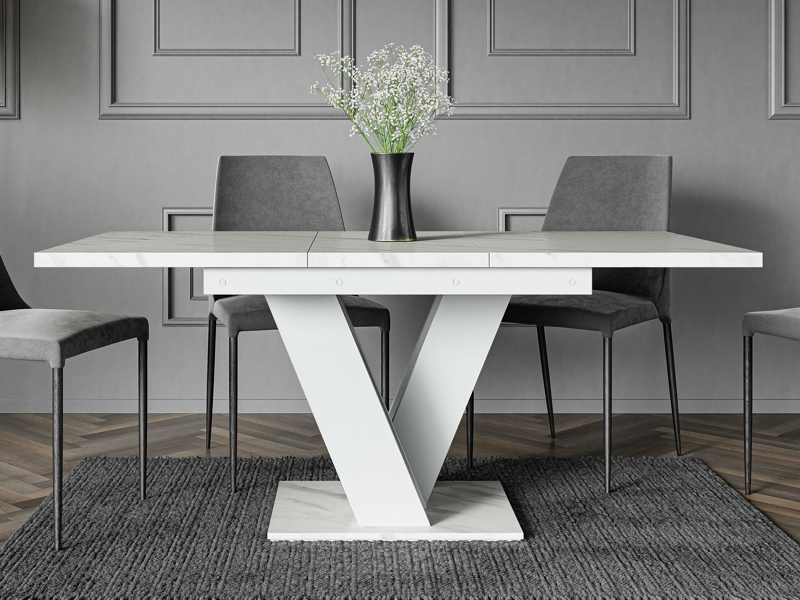 Masă Goodyear 104 (Marmură albă + Alb)