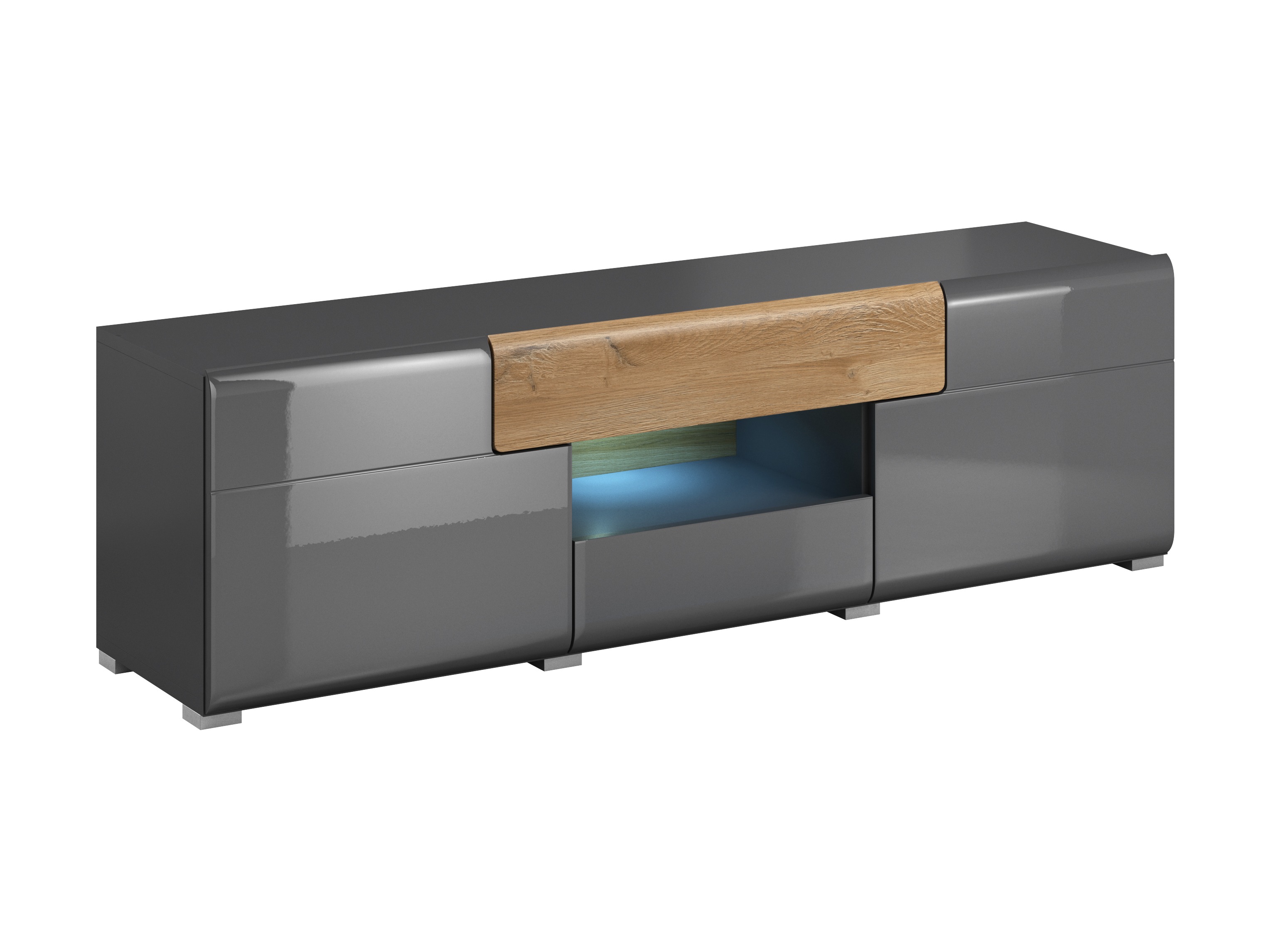 Comodă TV Torsone 101 (Antracit + Gloss antracit + Stejar Grandson)