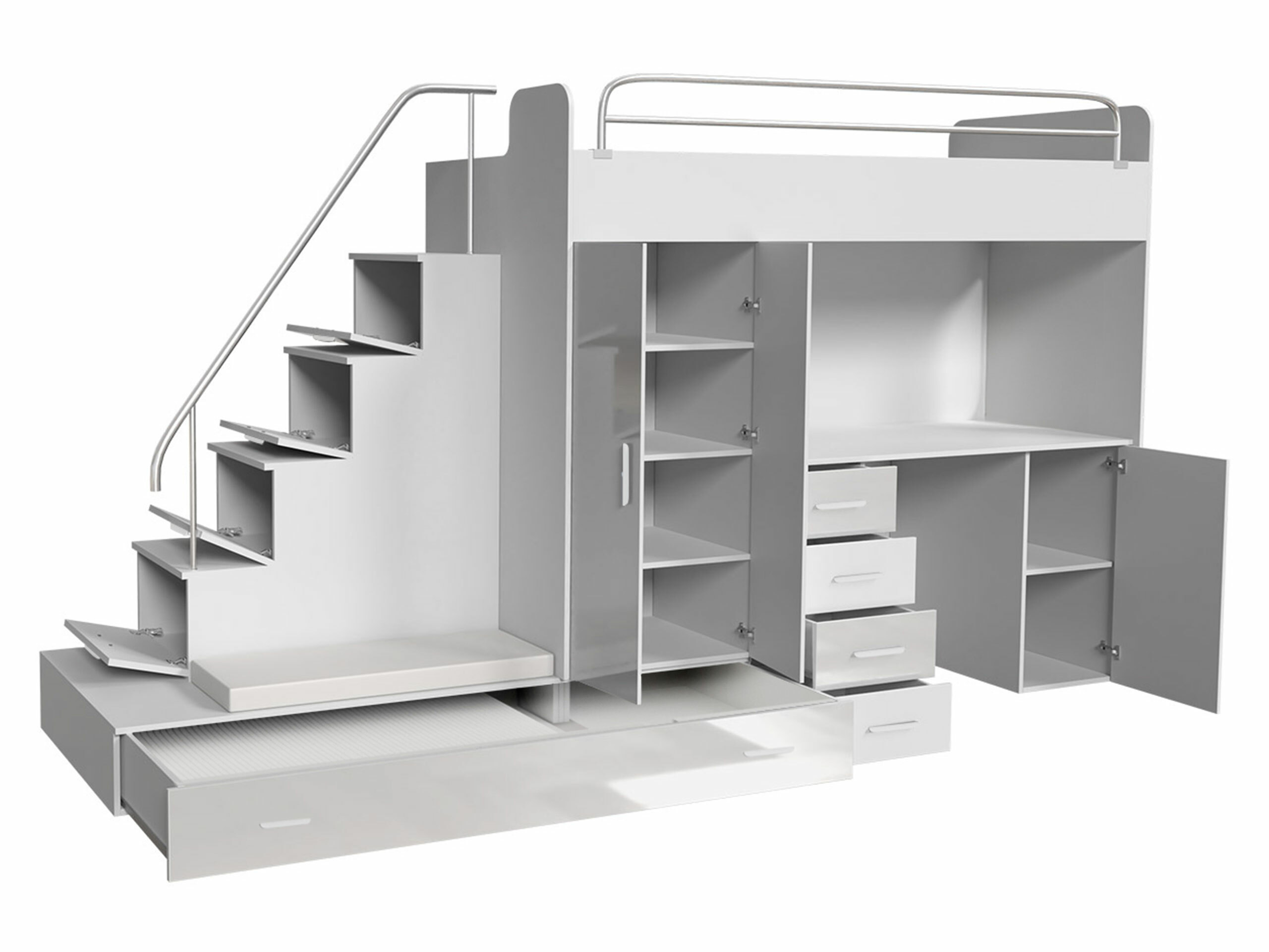 Set de camera copii Campus I (Alb + Alb lucios + Gri lucios)