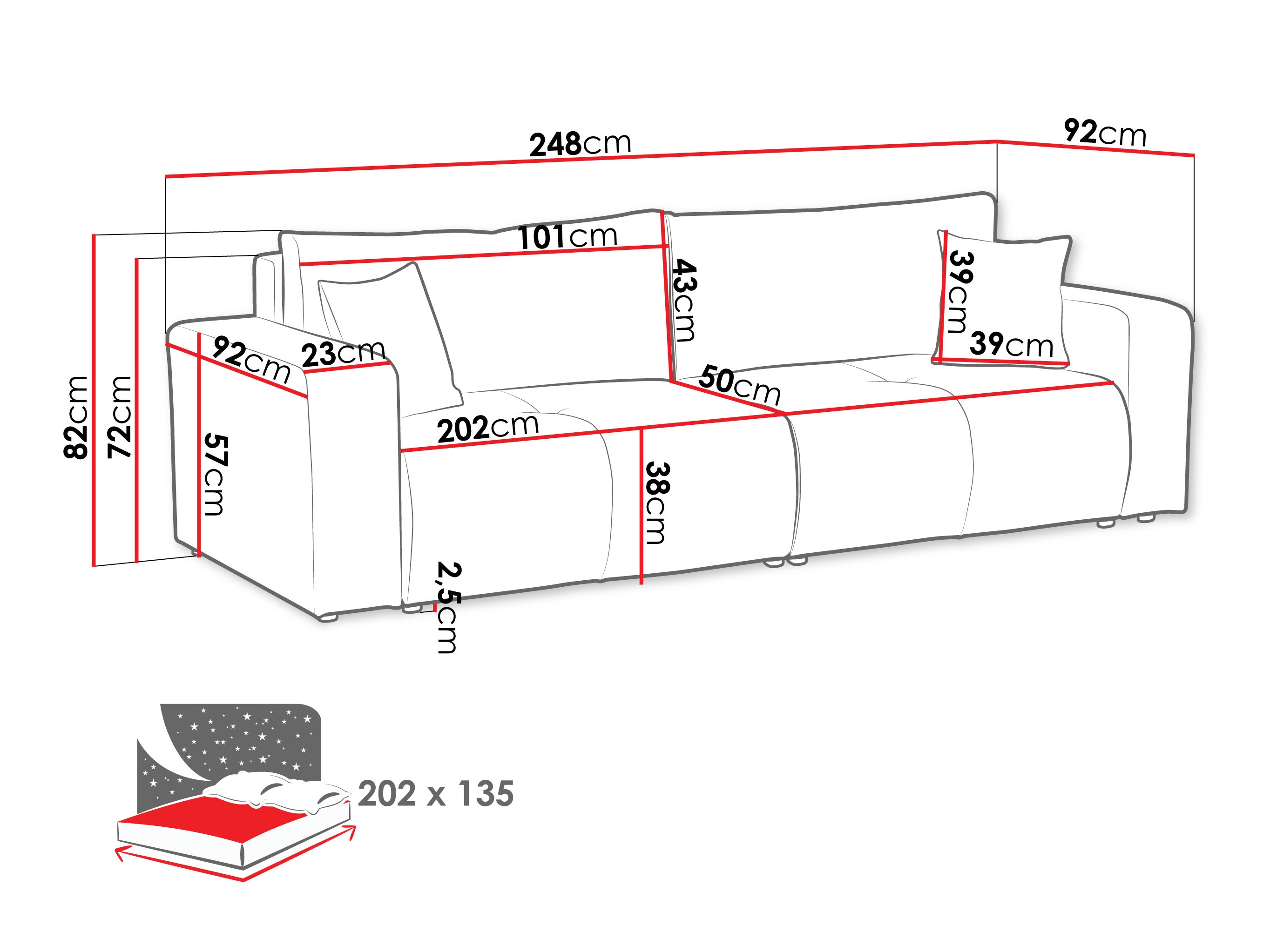 Canapea extensibilă Comfivo Laurus (Coral 45)