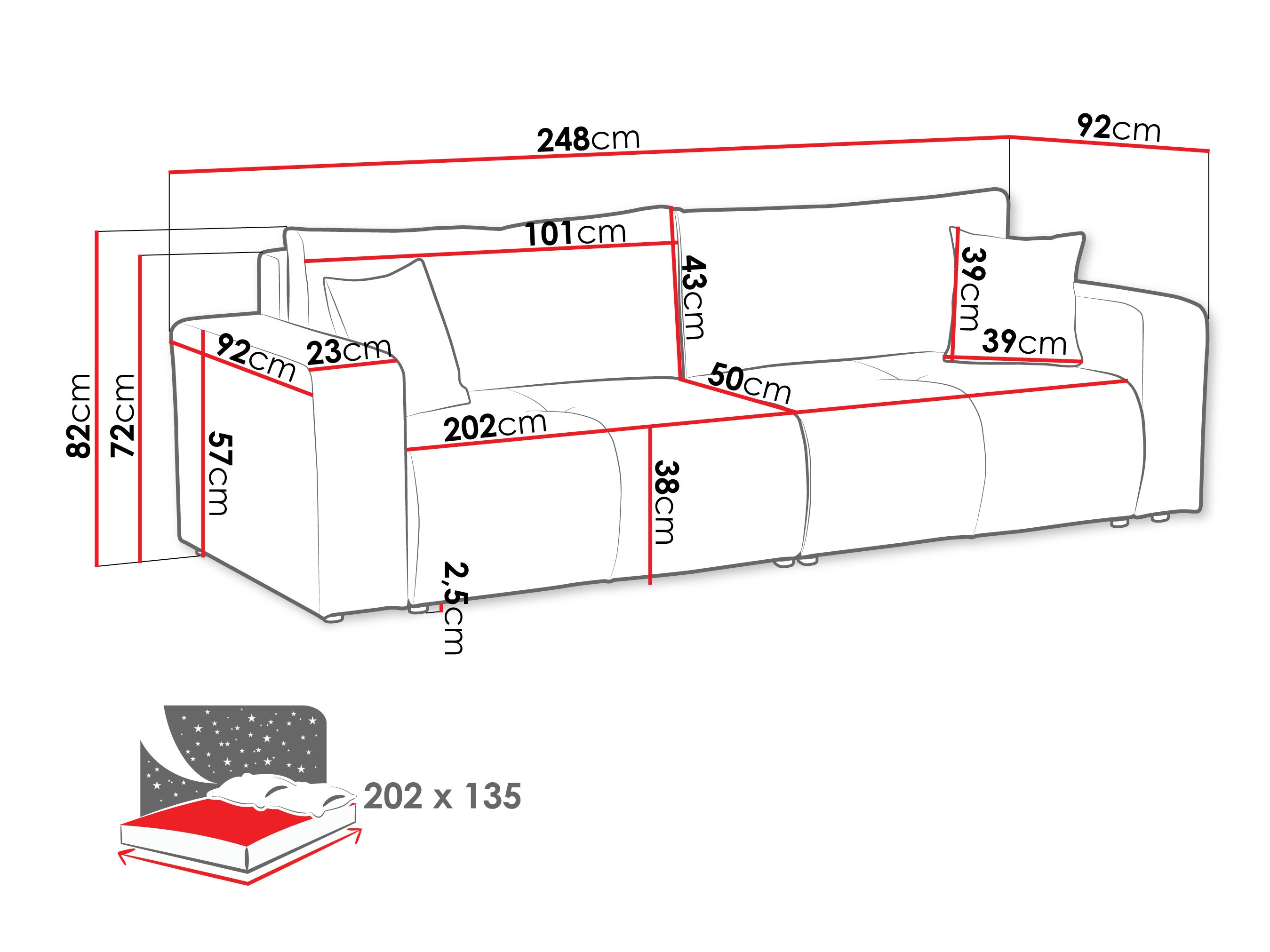Canapea extensibilă Comfivo Laurus (Coral 65)