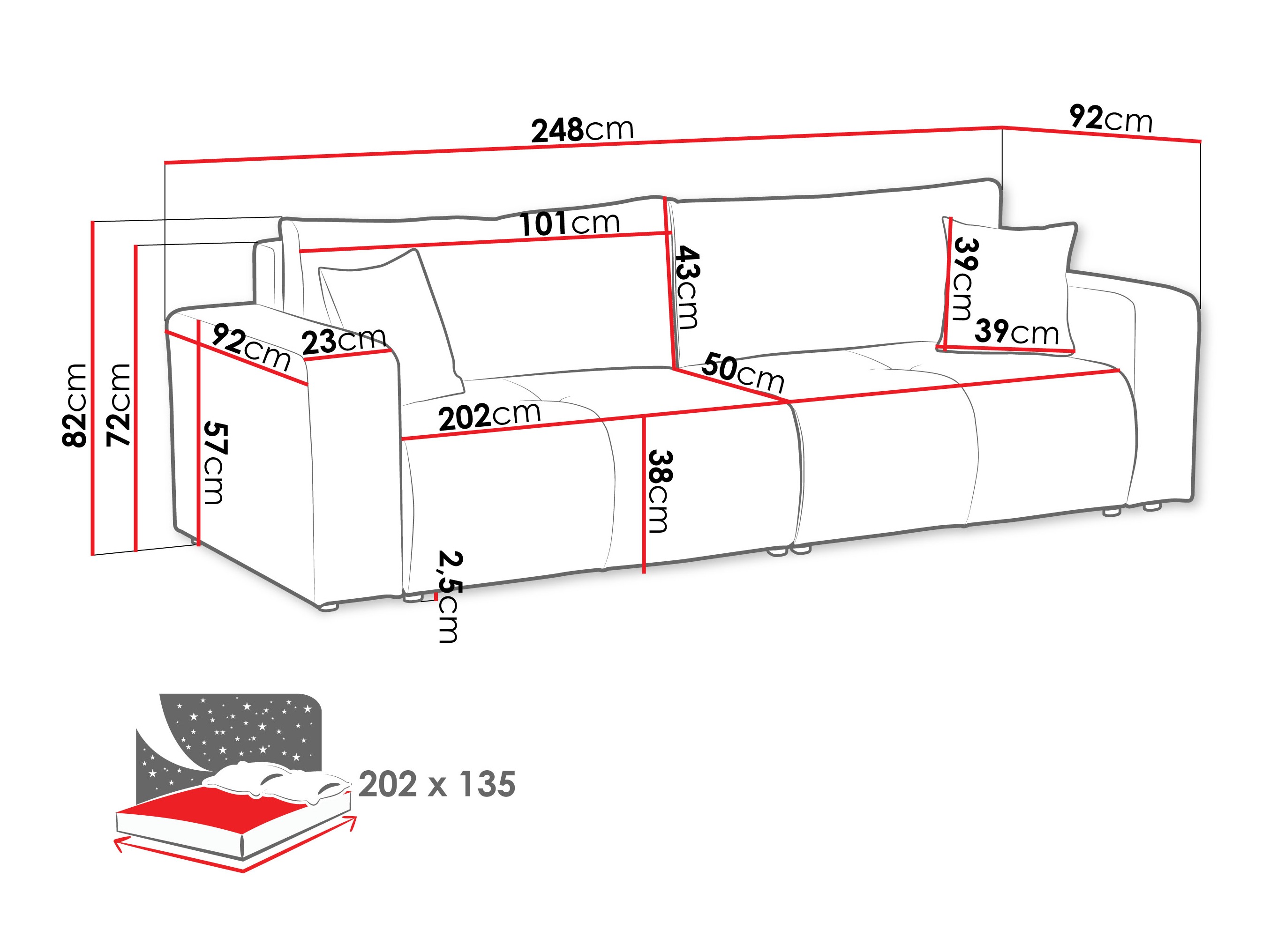 Canapea extensibilă Comfivo Laurus (Coral 75)