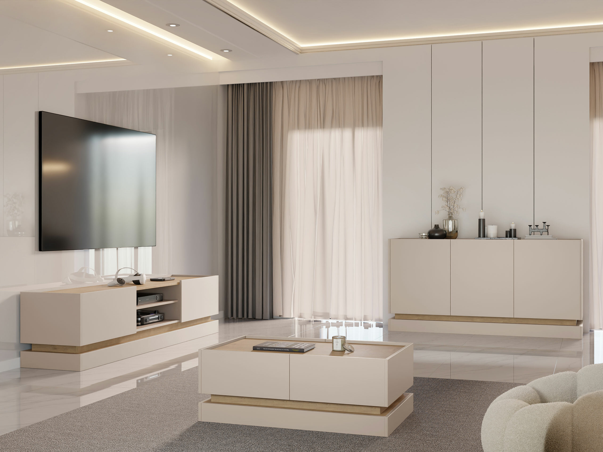 Comodă TV Comfivo Dalvenu 102 (Maro deschis + Stejar)