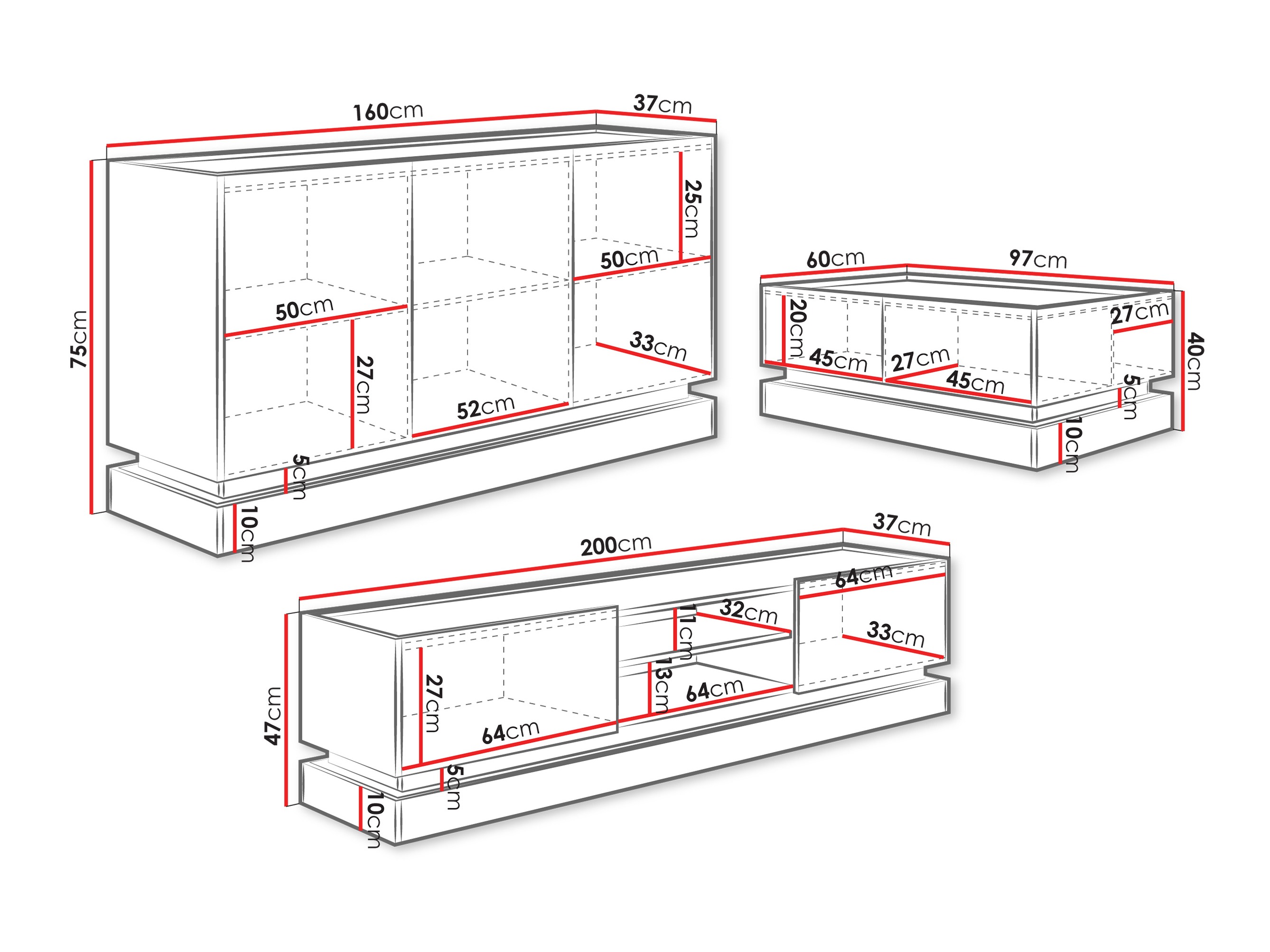 Set de living Comfivo Tilia (Negru + Stejar)