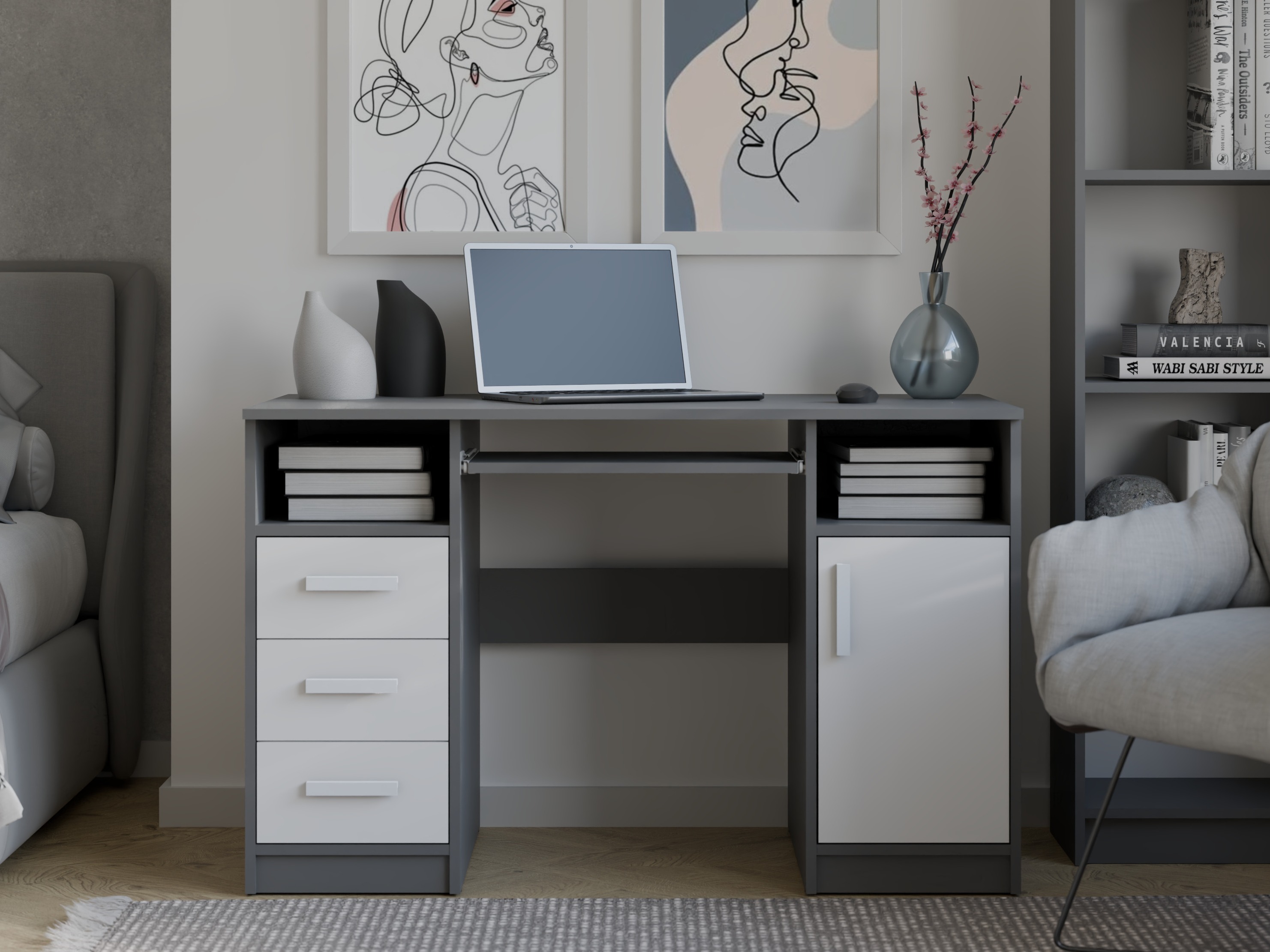 Birou Mandeville 330 (Antracit + Alb)