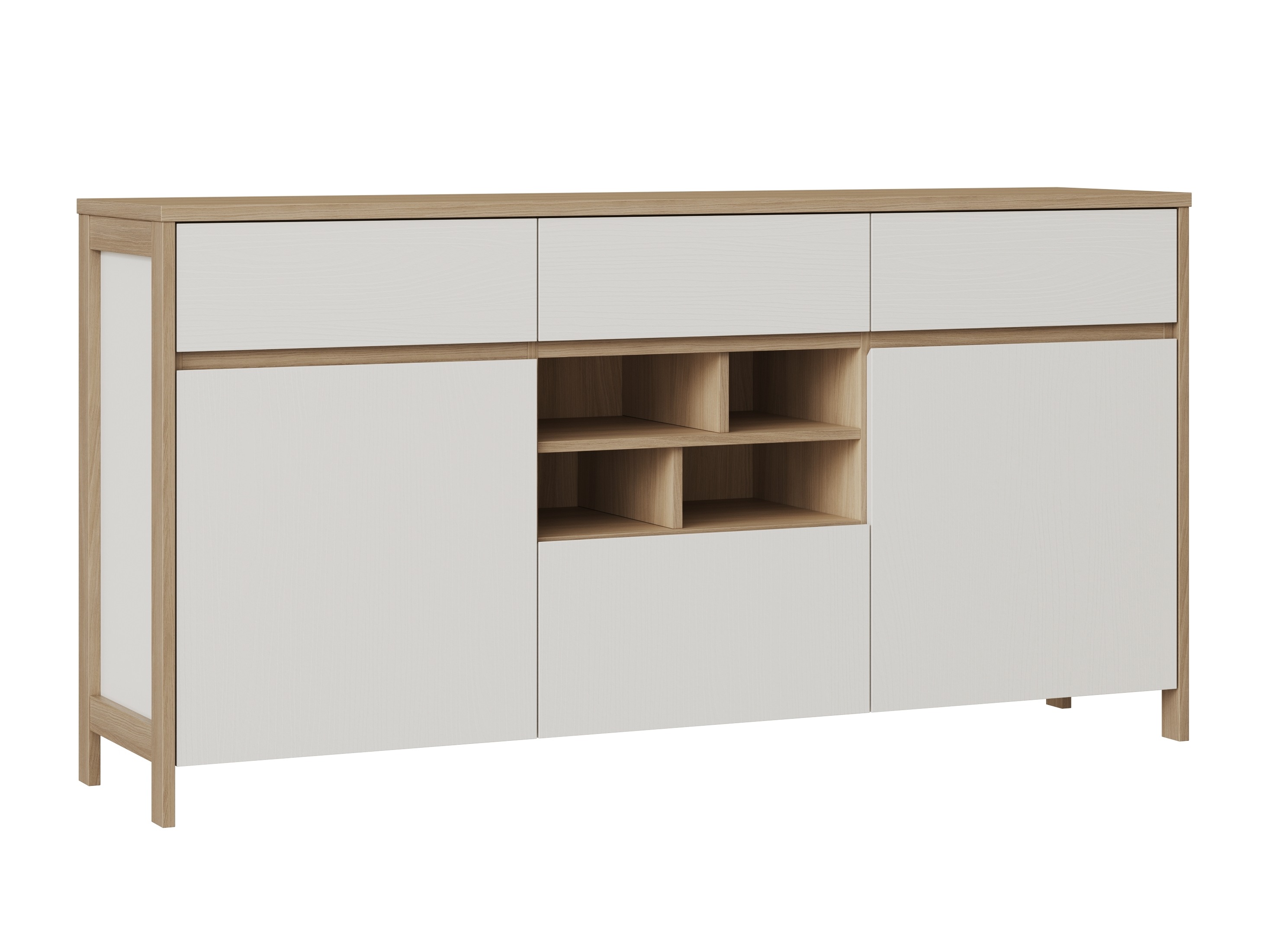 Comodă Fermaru 104 (Alb + Stejar)