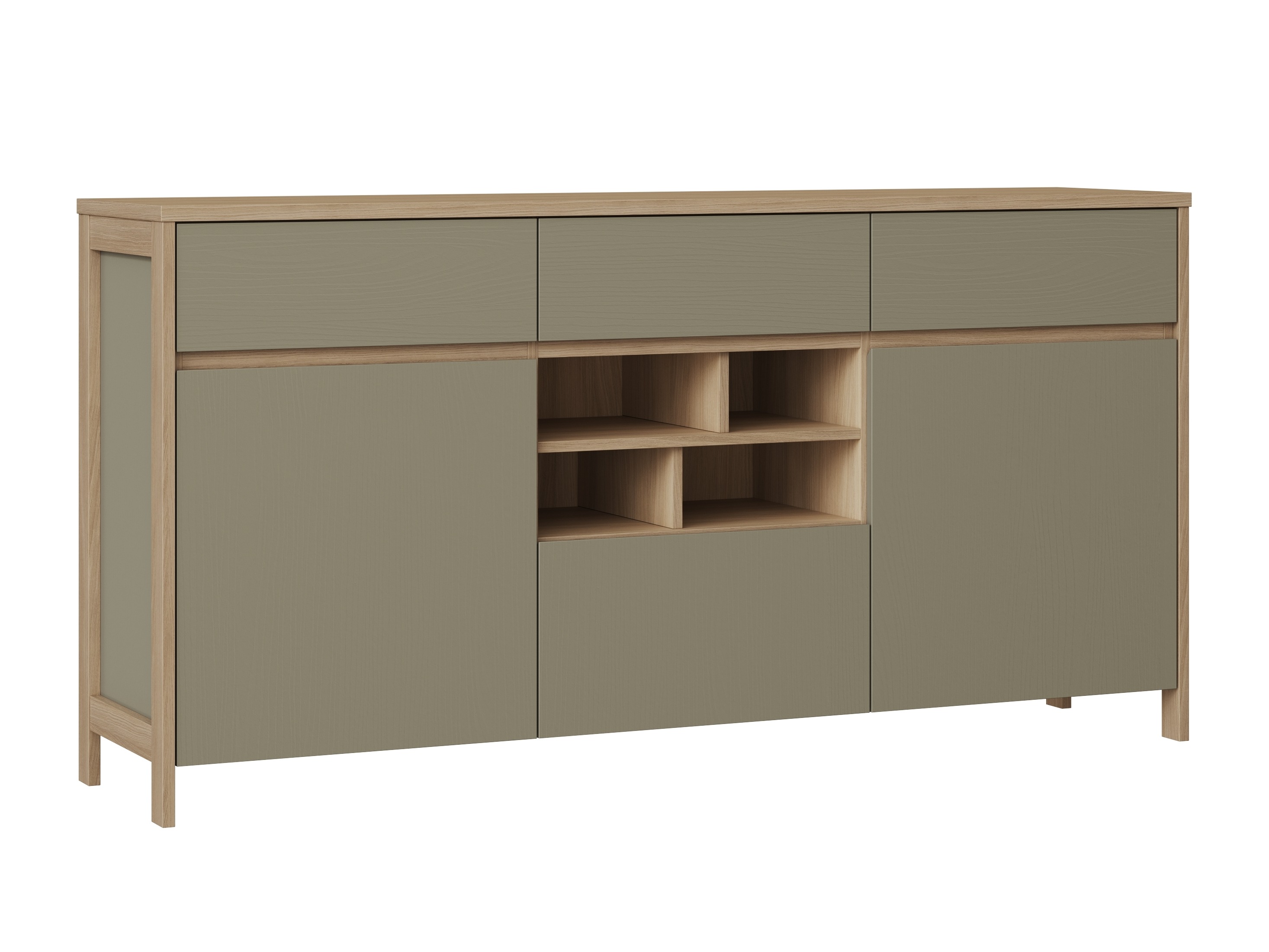 Comodă Fermaru 104 (Verde prăfuit + Stejar)