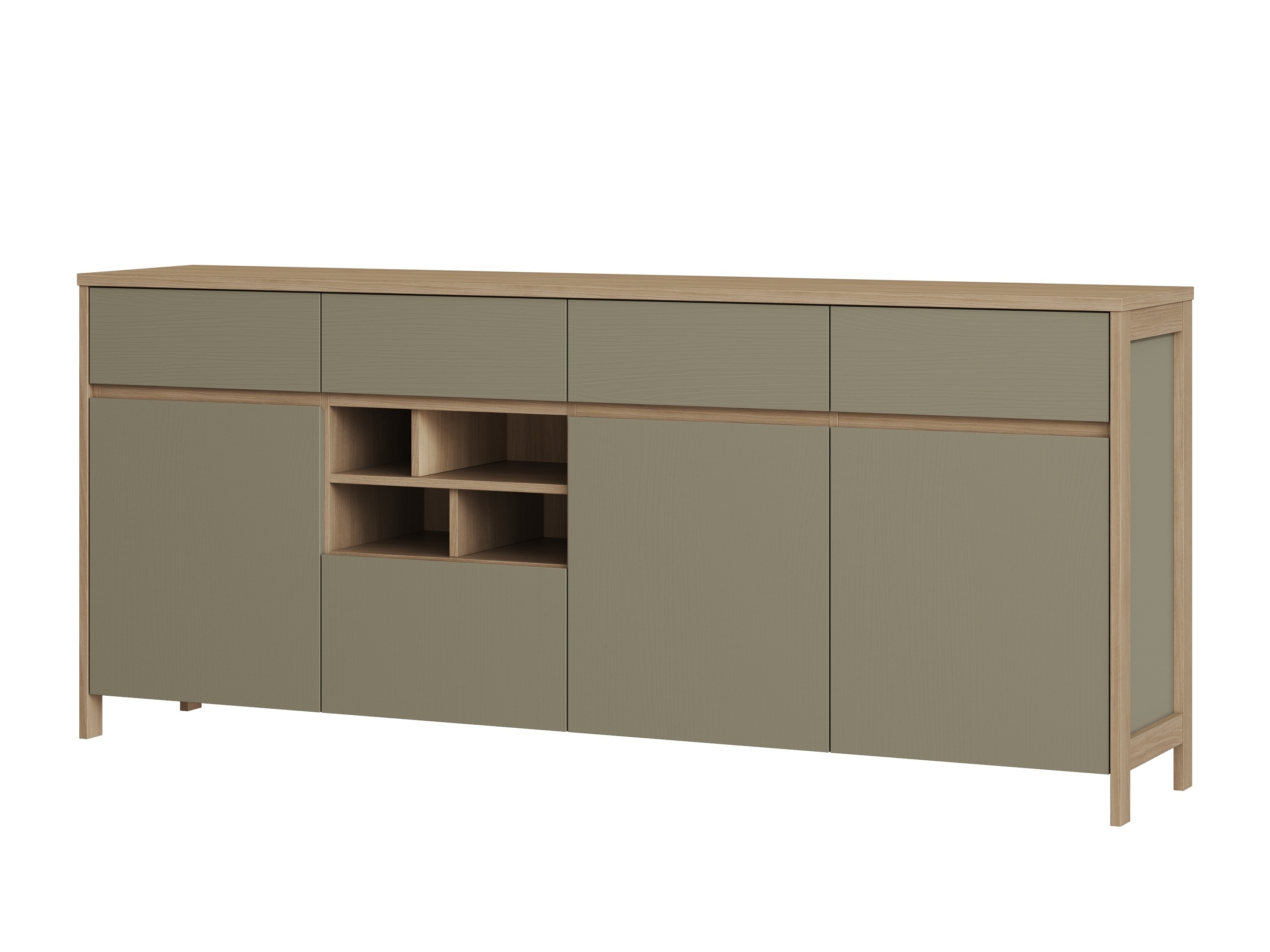 Comodă Fermaru 105 (Verde prăfuit + Stejar)