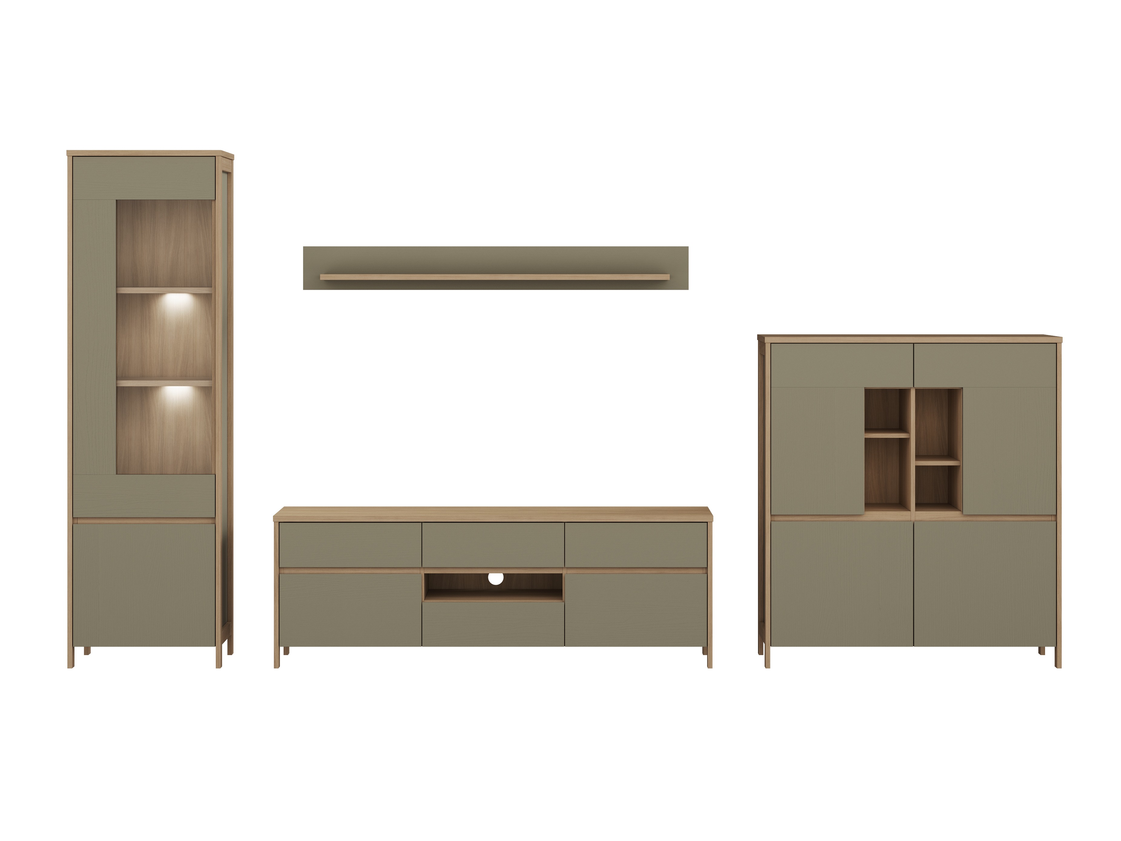 Set camera de zi Fermaru 110 (Verde prăfuit + Stejar)