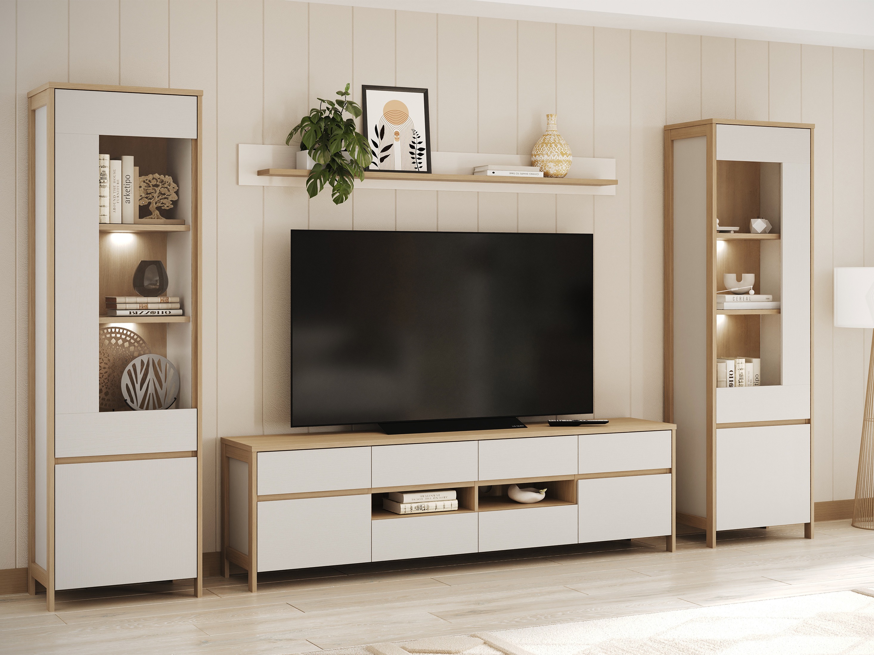 Set de living Fermaru 111 (Alb + Stejar)