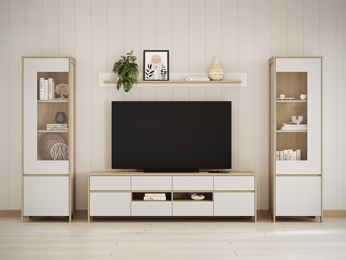Set de living Fermaru 111 (Alb + Stejar)