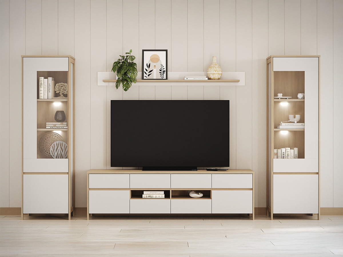 Set de living Fermaru 111 (Alb + Stejar)