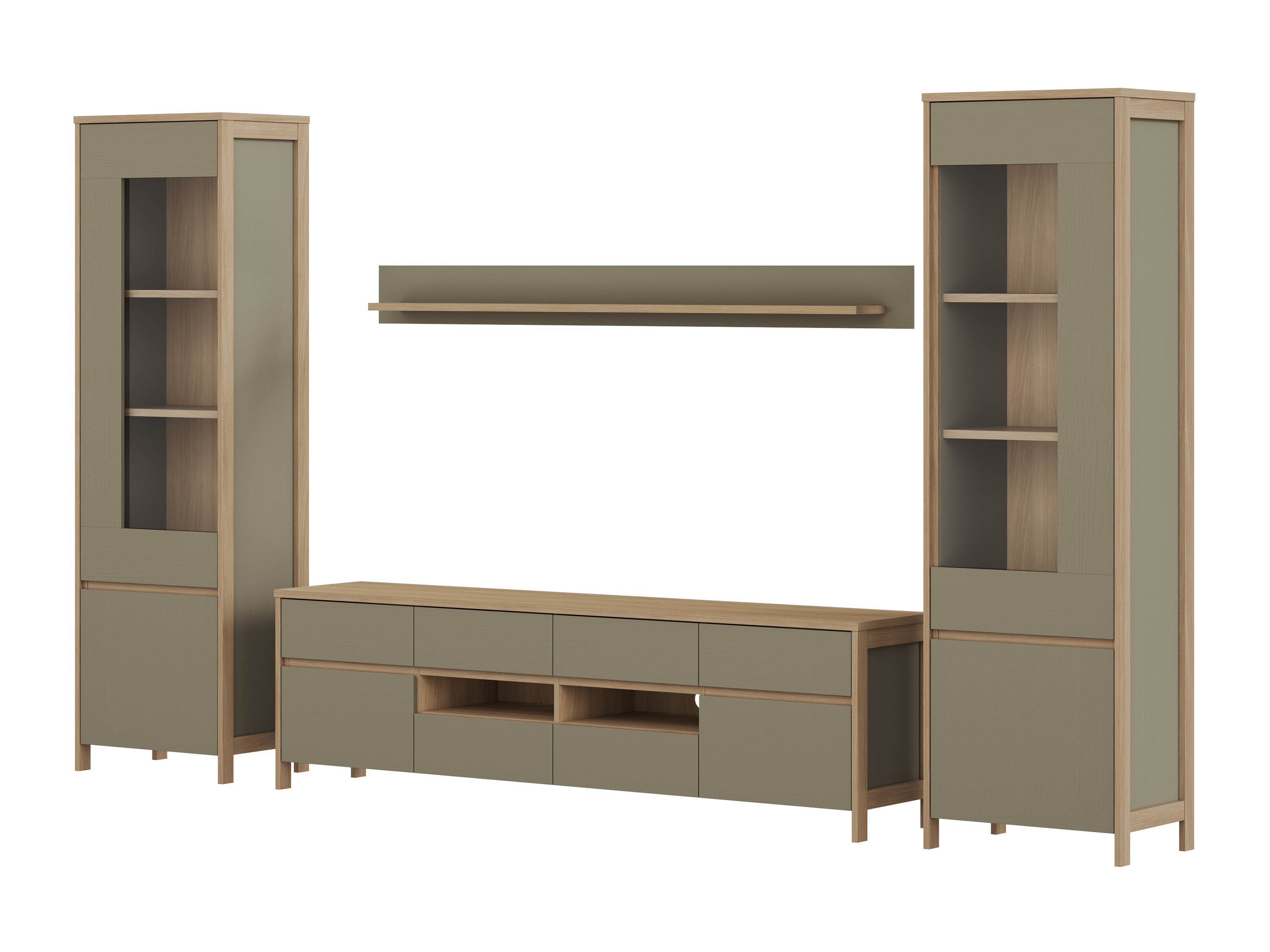 Set de living Fermaru 111 (Verde prăfuit + Stejar)