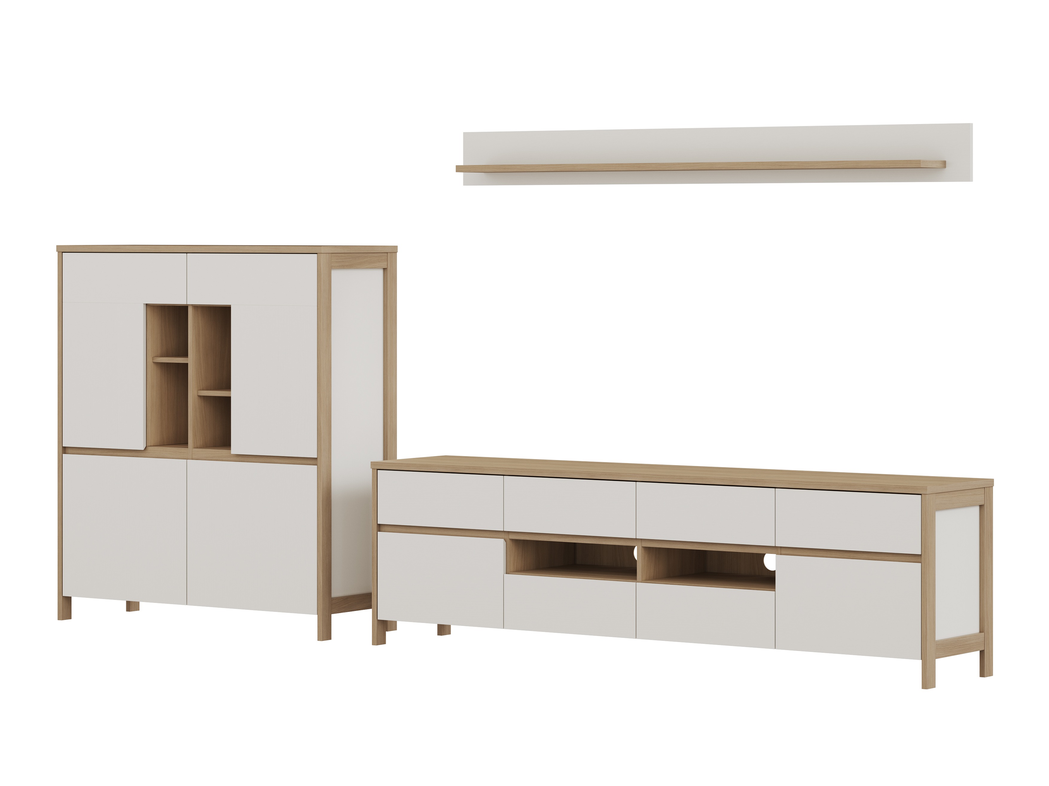 Set de living Fermaru 112 (Alb + Stejar)