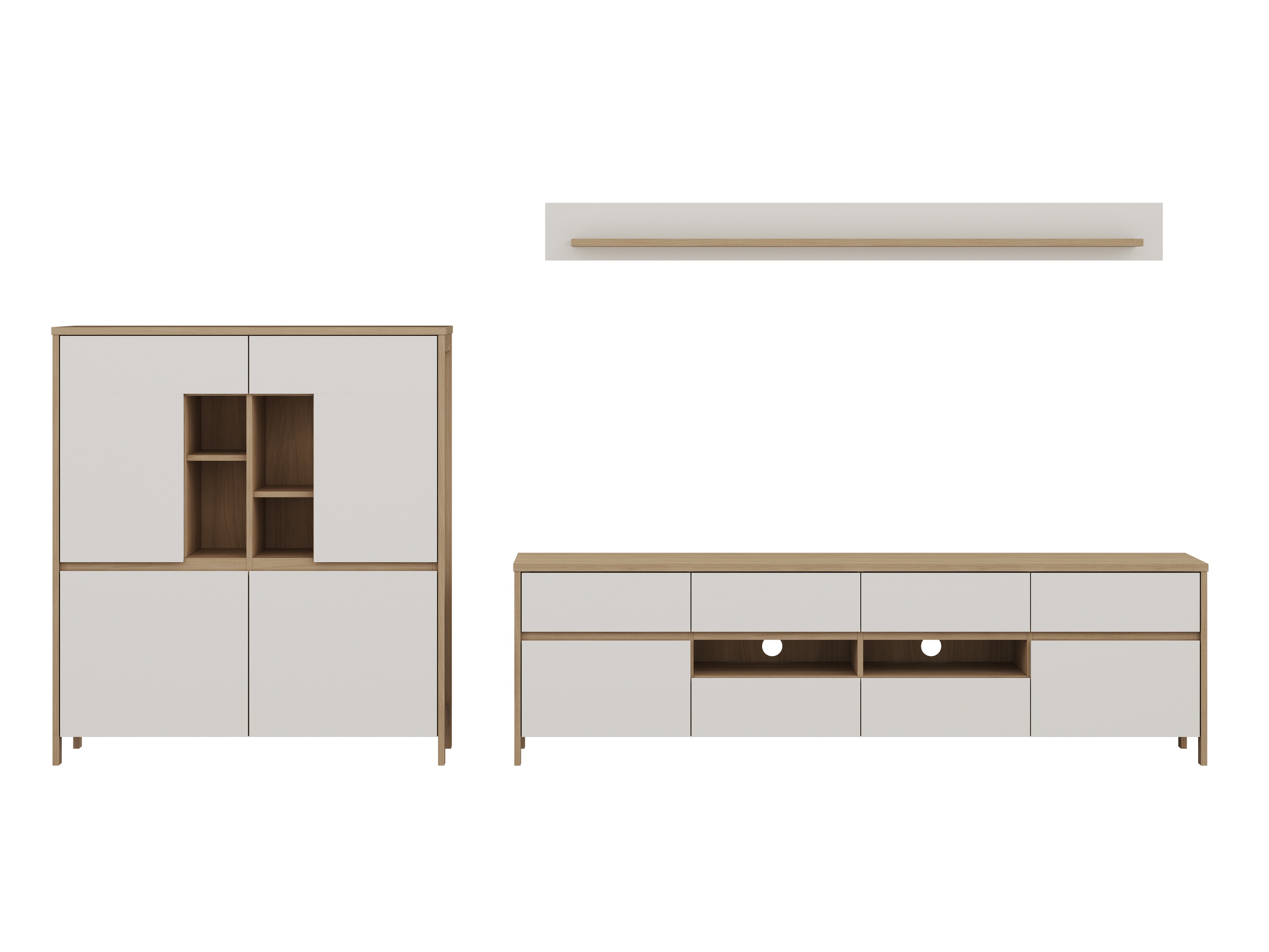 Set de living Fermaru 112 (Alb + Stejar)