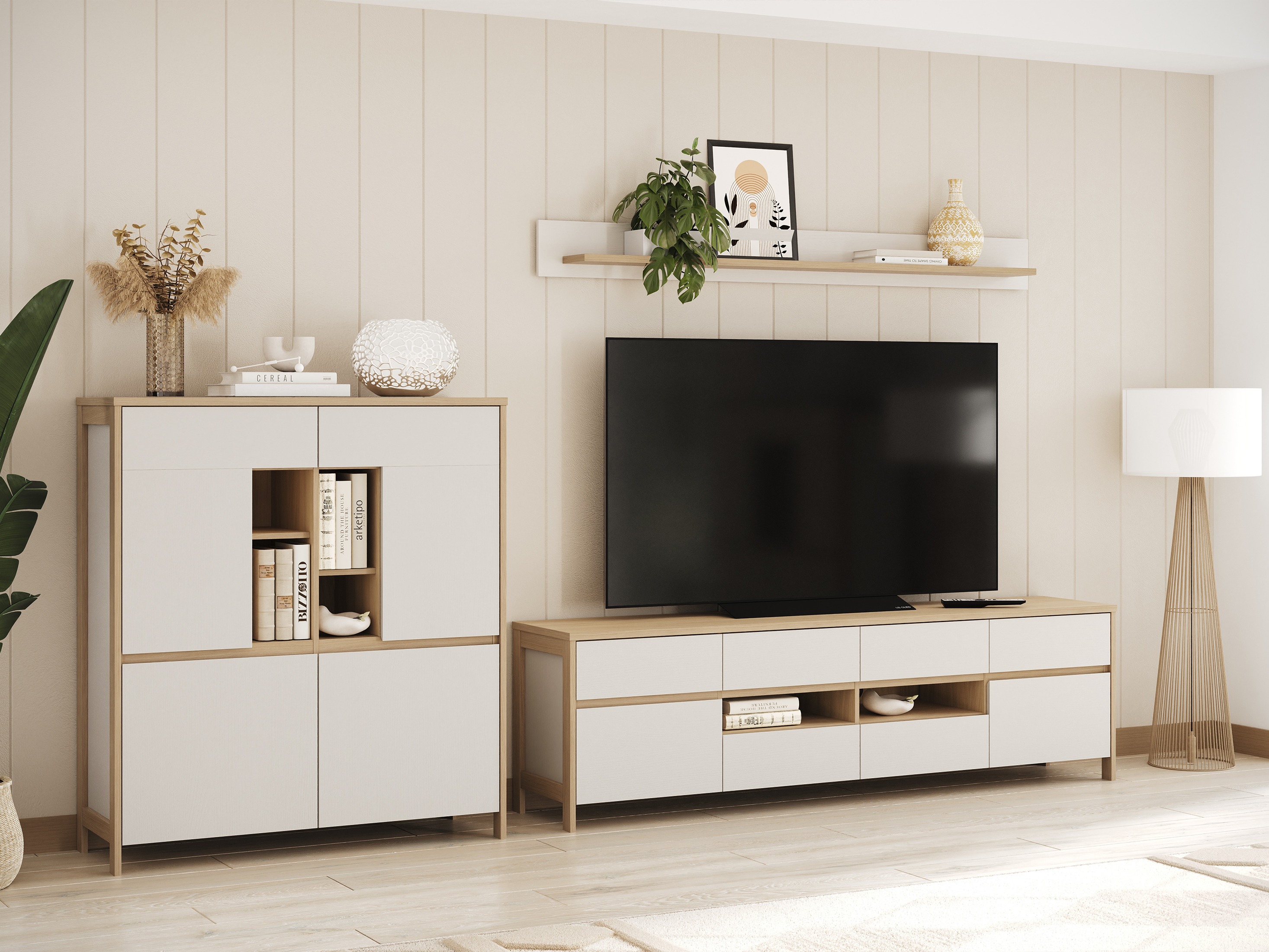 Set de living Fermaru 112 (Alb + Stejar)