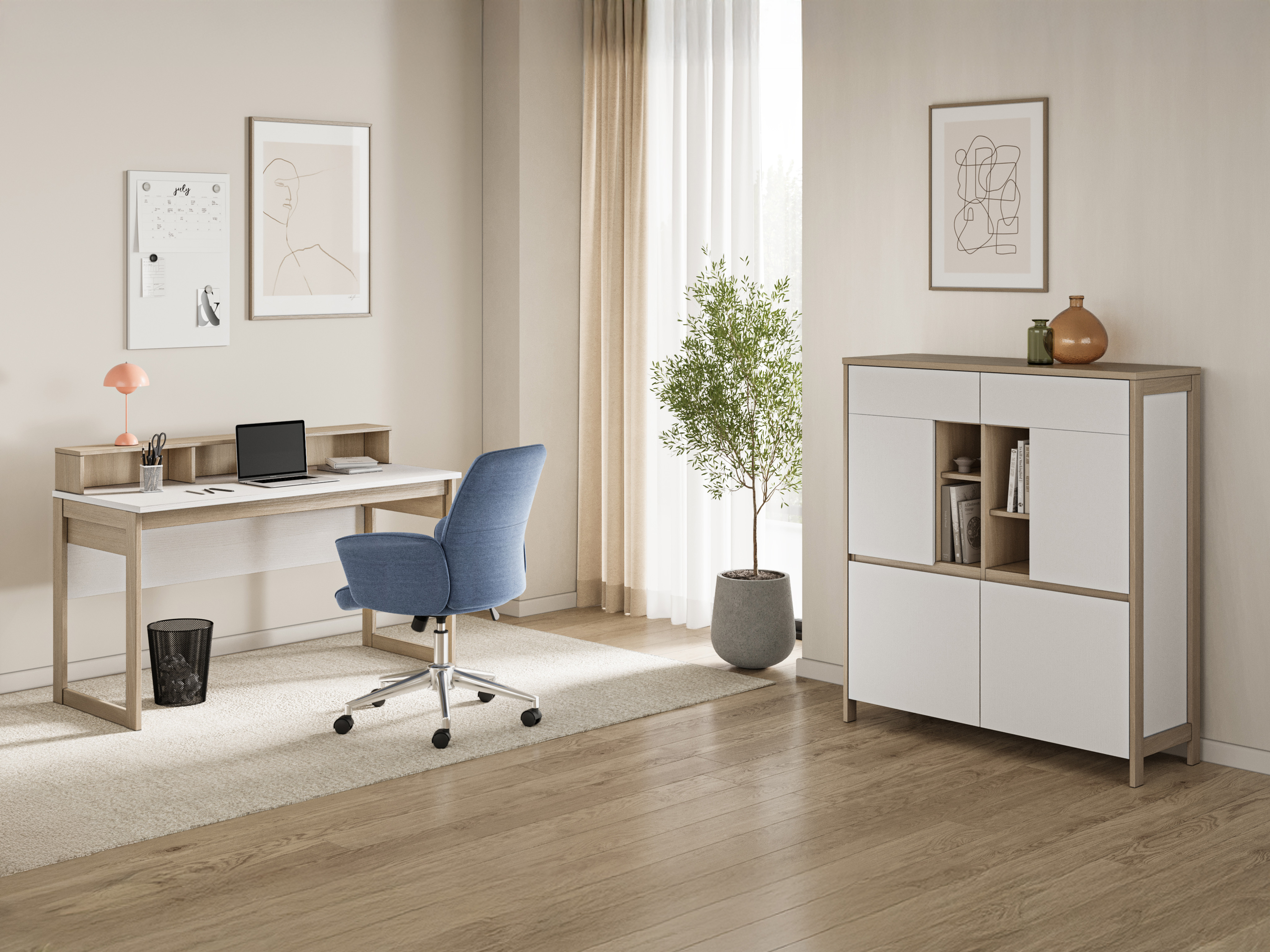 Birou Fermaru 115 (Alb + Stejar)