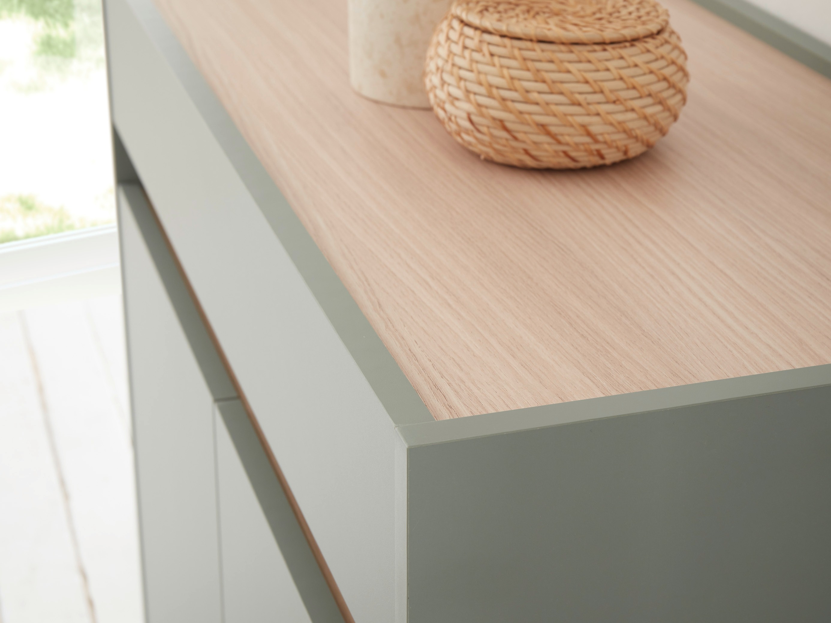 Comodă Elbsori 110 (Verde + Stejar)