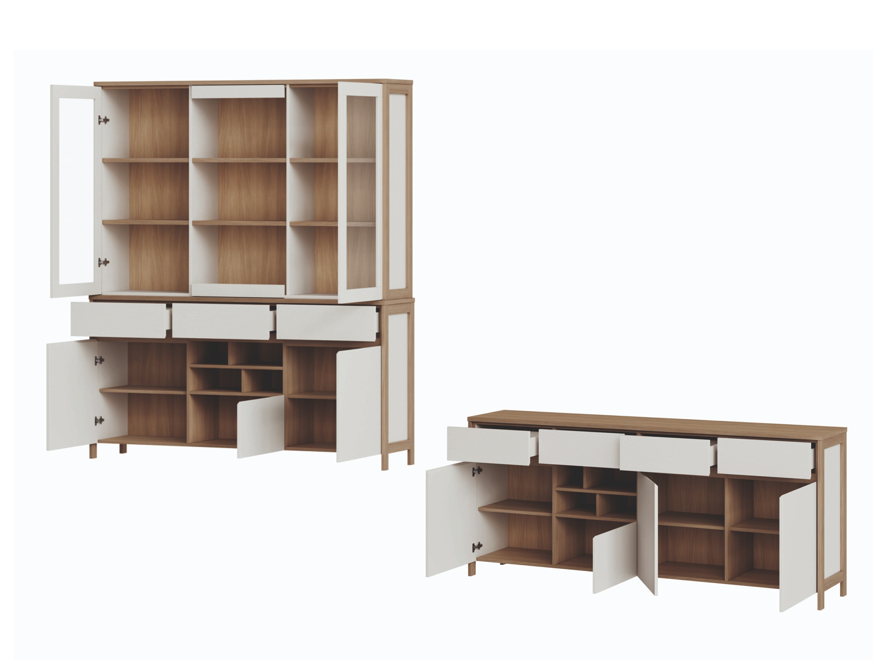Set de mobilier Fermaru 114 (Alb + Stejar)