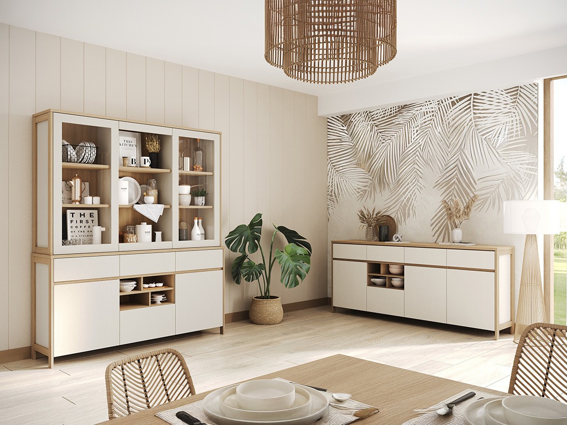 Set de mobilier Fermaru 114 (Alb + Stejar)