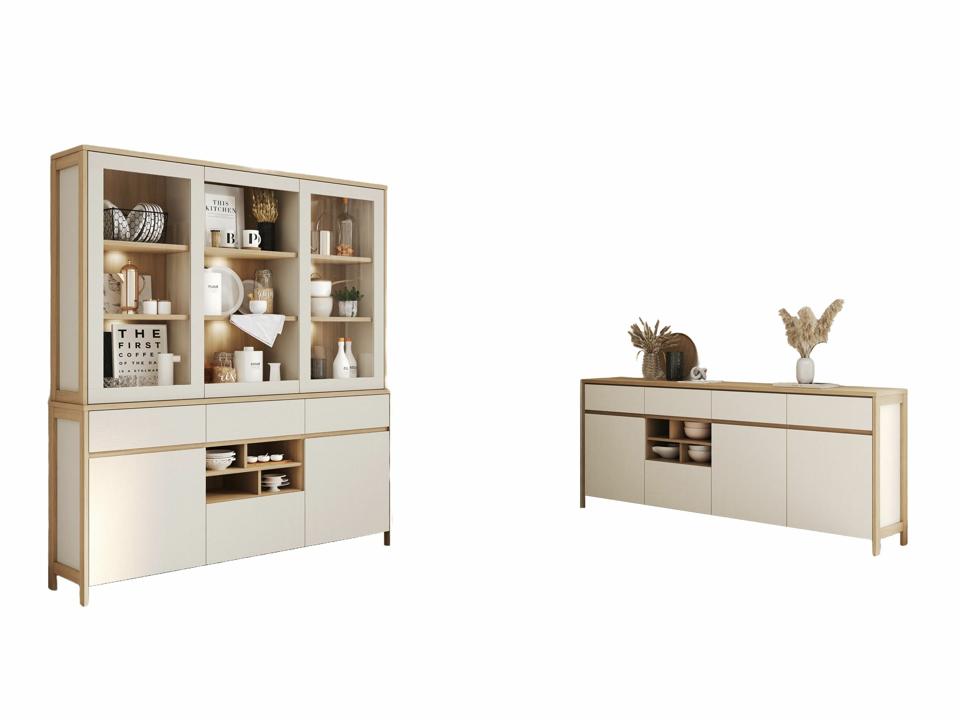 Set de mobilier Fermaru 114 (Alb + Stejar)