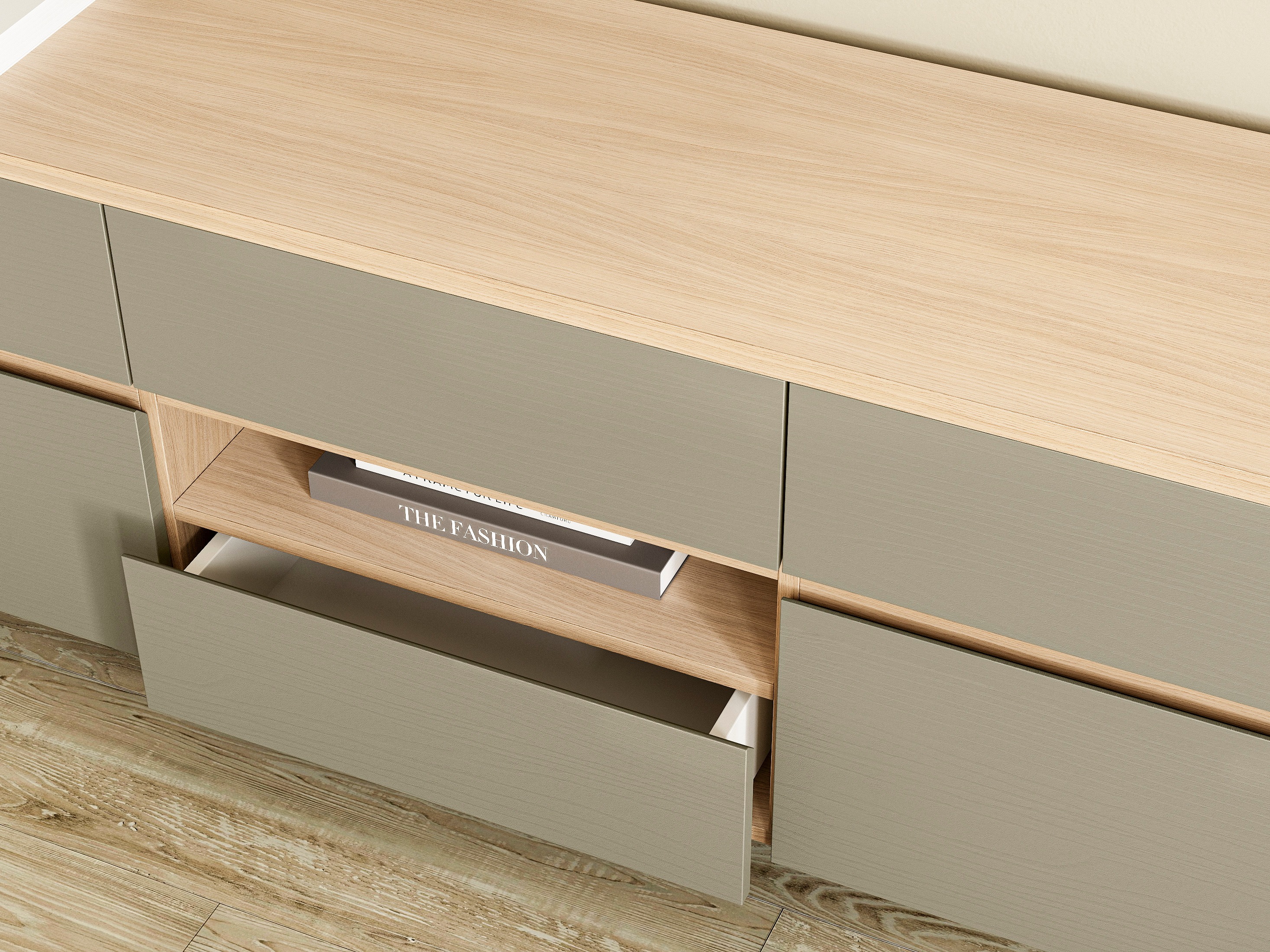 Set camera de zi Fermaru 112 (Verde prăfuit + Stejar)