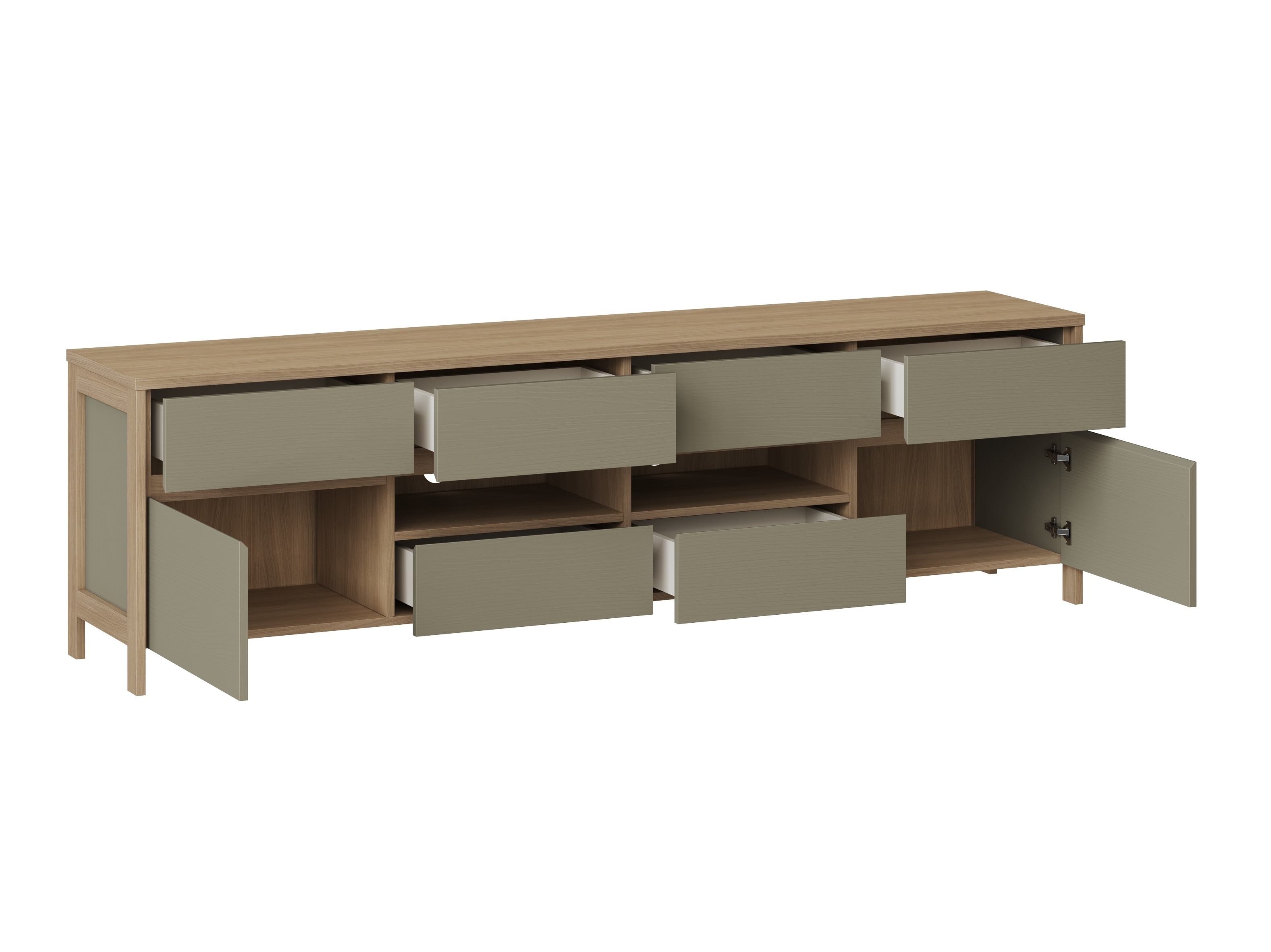 Set de living Fermaru 111 (Verde prăfuit + Stejar)